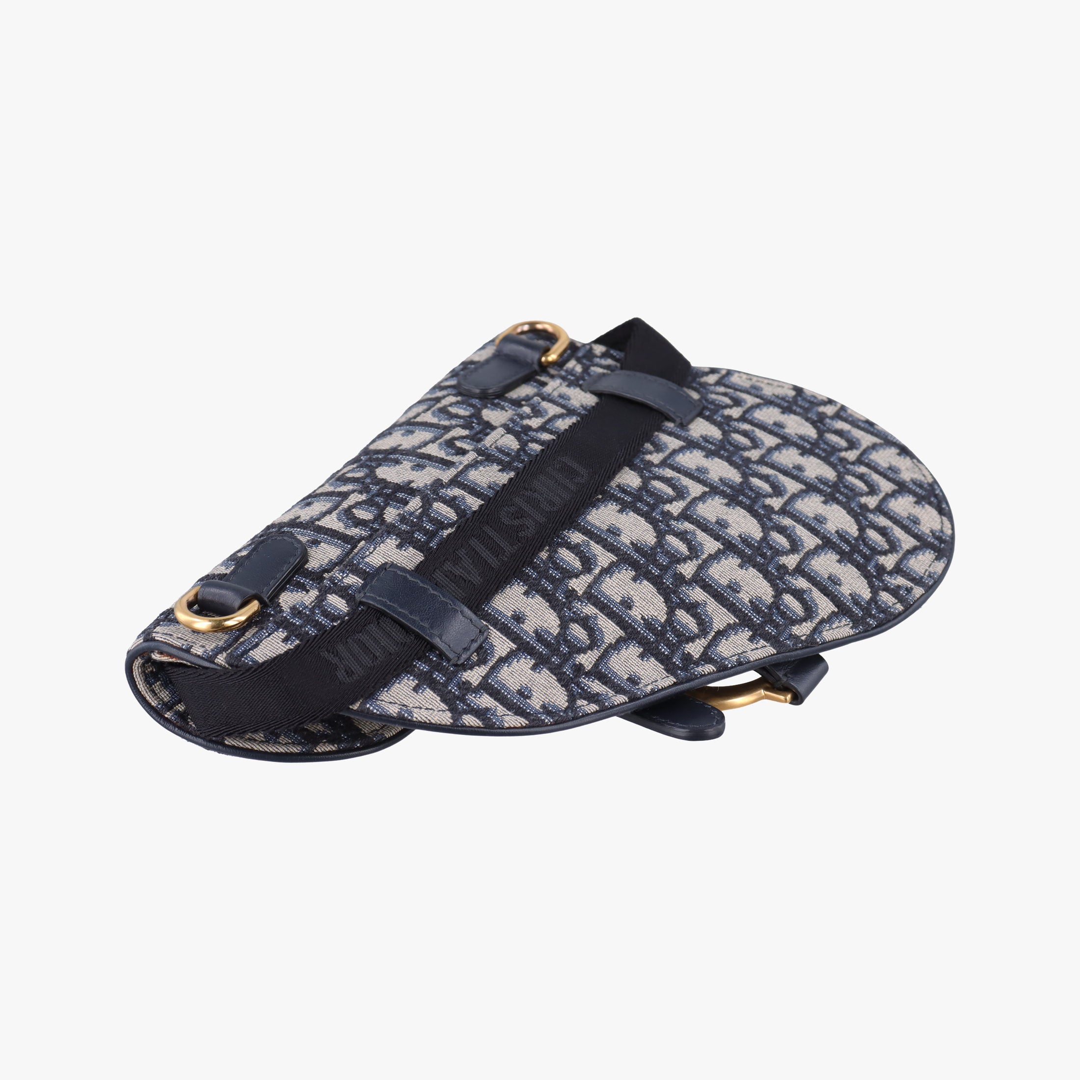 Pre-owned Christian Dior Saddle Navy Jacquard×Leather  bum bag/waist bag | stylenewstar