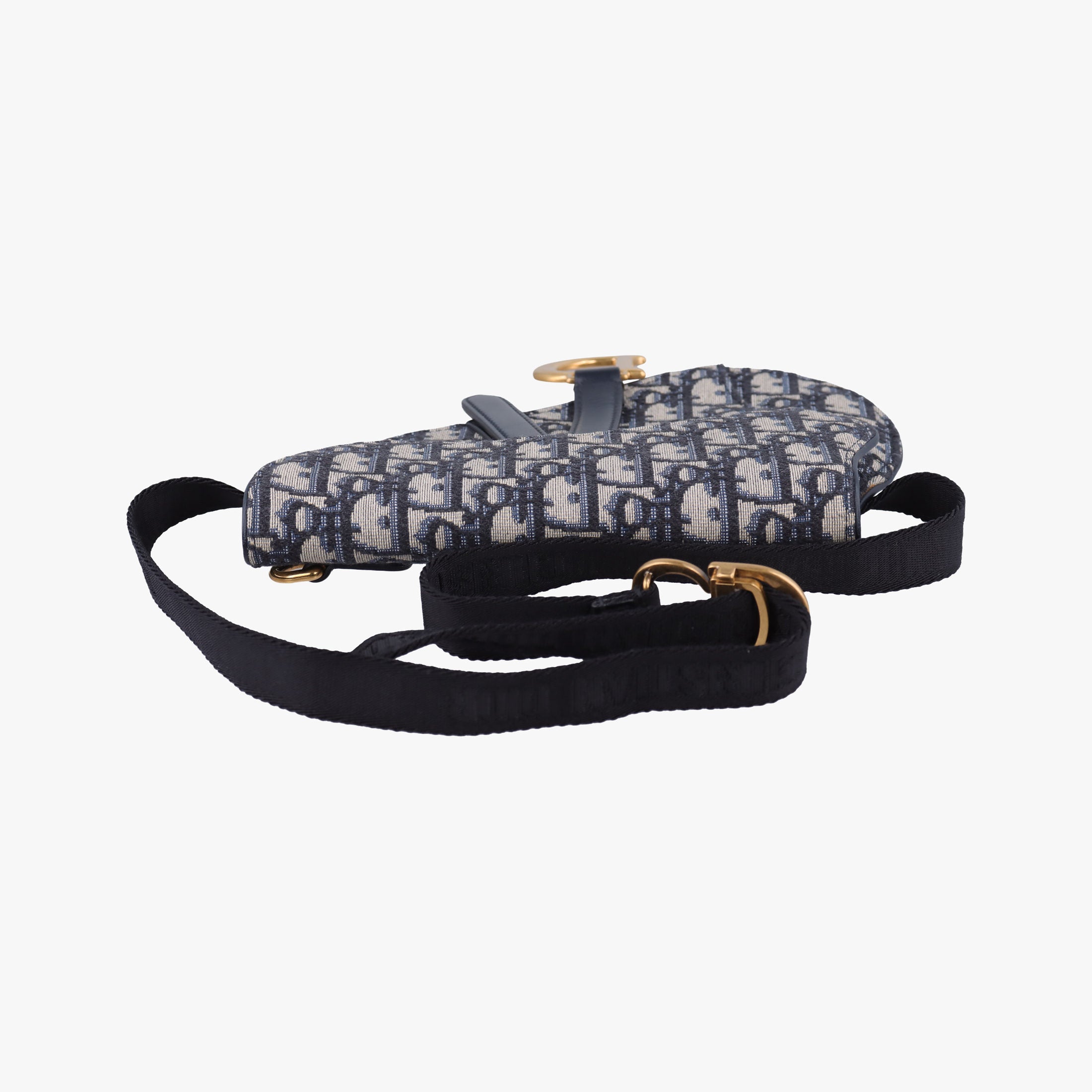 Pre-owned Christian Dior Saddle Navy Jacquard×Leather  bum bag/waist bag | stylenewstar