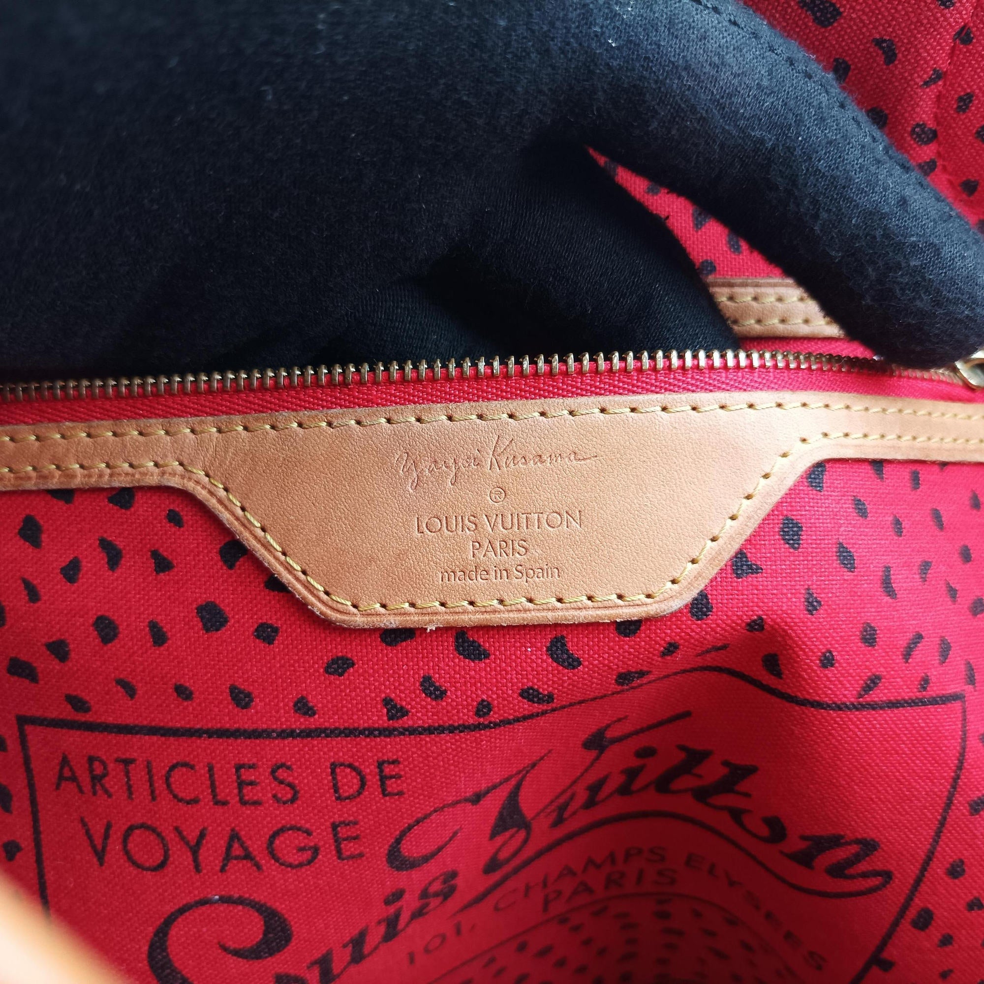 Pre-owned Louis Vuitton NEVERFULL MM Brown×Rouge Monogram Wave Dot M40686 shoulderbag | stylenewstar
