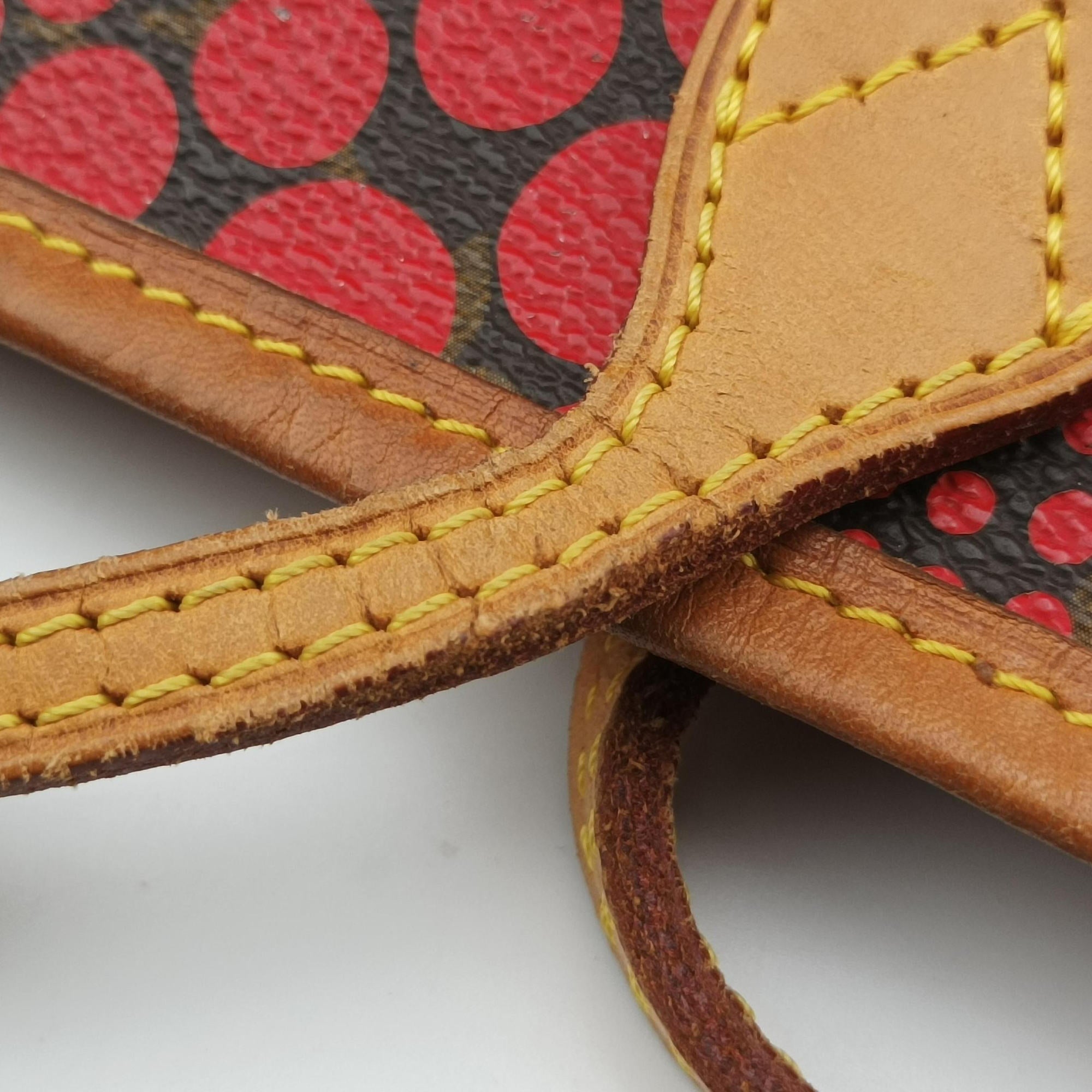 Pre-owned Louis Vuitton NEVERFULL MM Brown×Rouge Monogram Wave Dot M40686 shoulderbag | stylenewstar