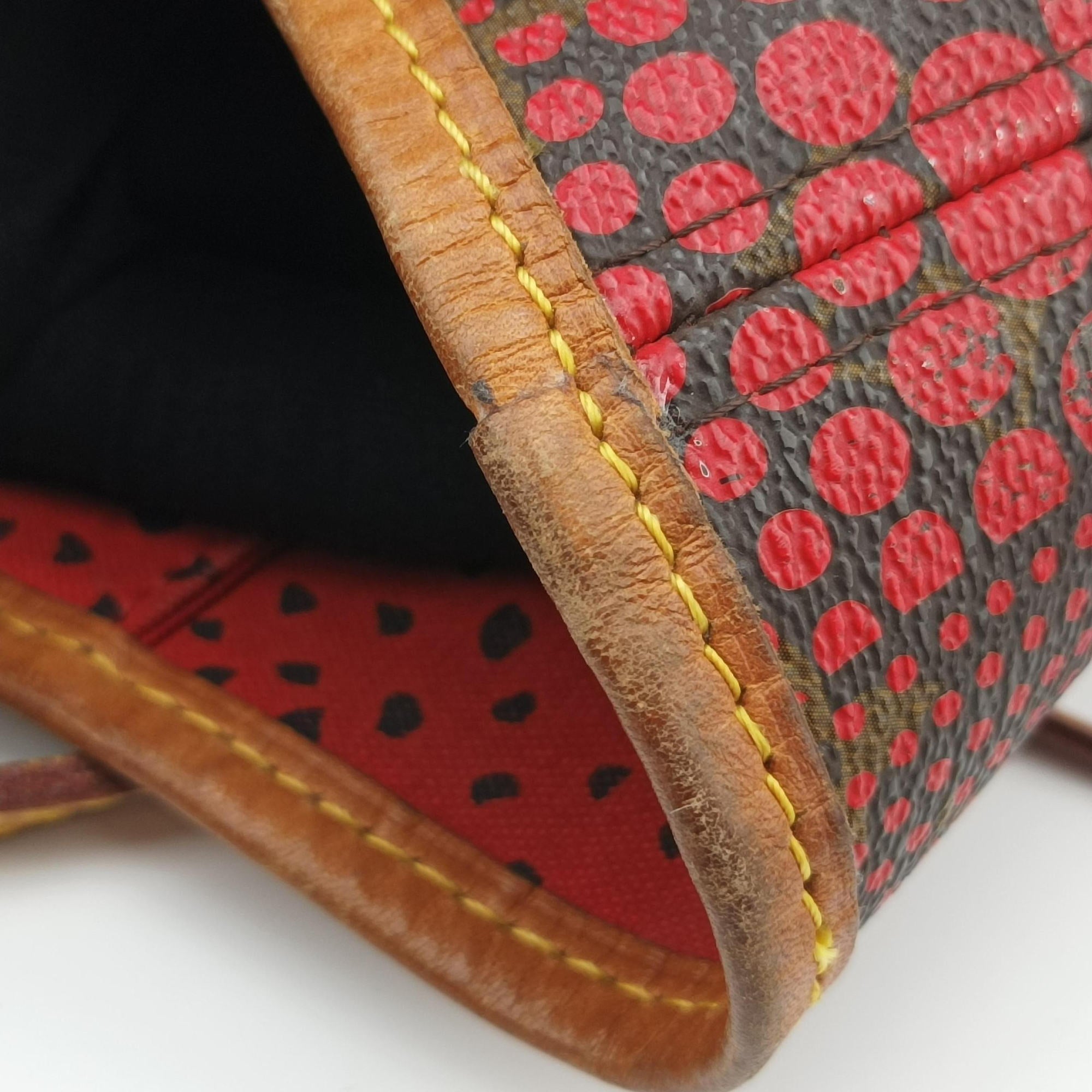 Pre-owned Louis Vuitton NEVERFULL MM Brown×Rouge Monogram Wave Dot M40686 shoulderbag | stylenewstar