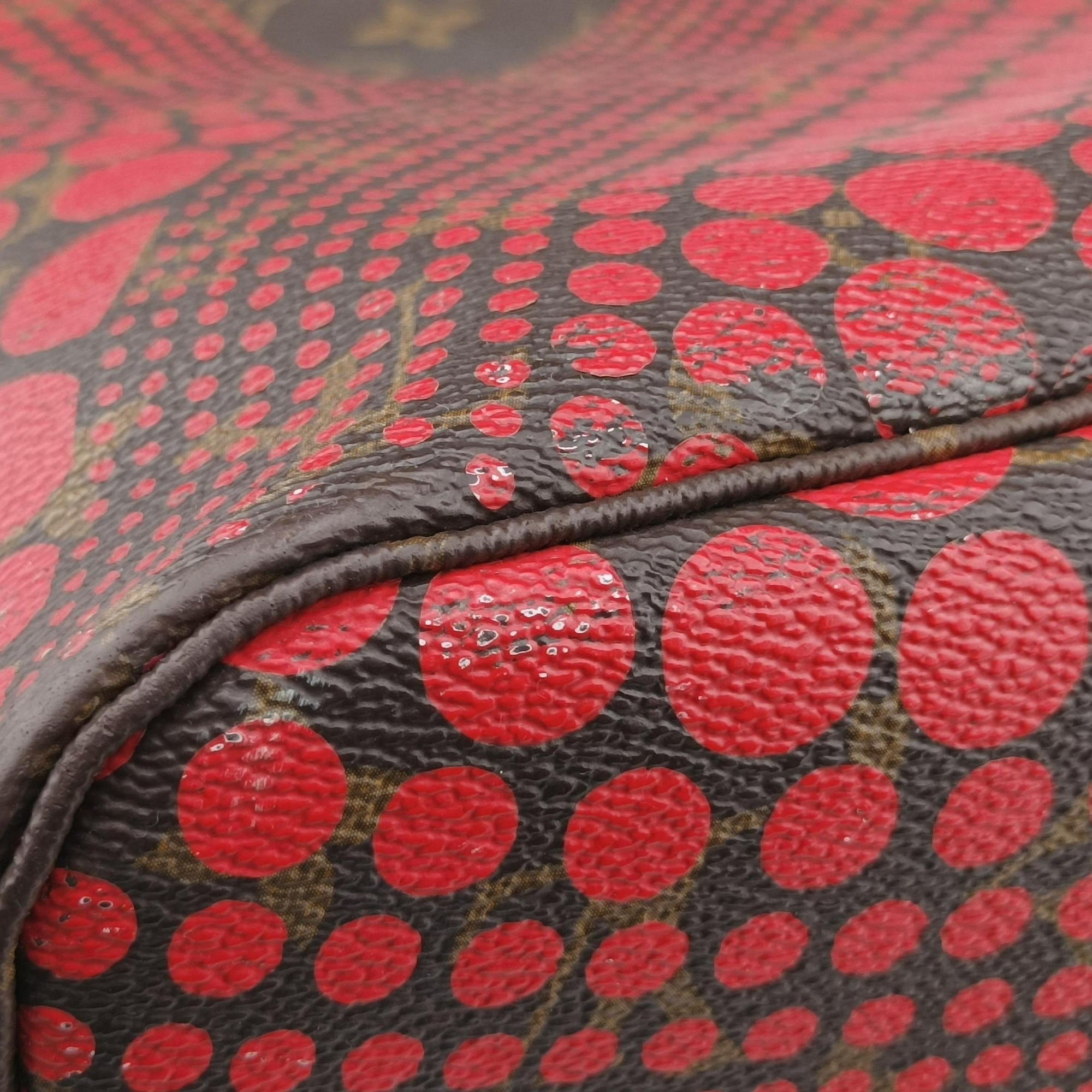 Pre-owned Louis Vuitton NEVERFULL MM Brown×Rouge Monogram Wave Dot M40686 shoulderbag | stylenewstar