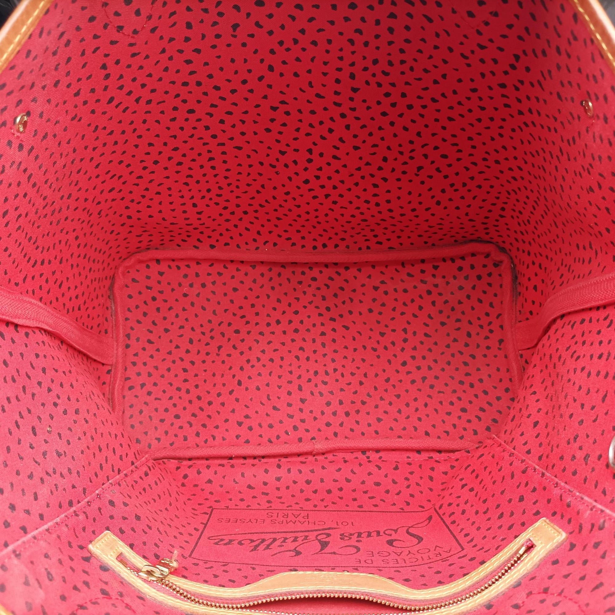 Pre-owned Louis Vuitton NEVERFULL MM Brown×Rouge Monogram Wave Dot M40686 shoulderbag | stylenewstar