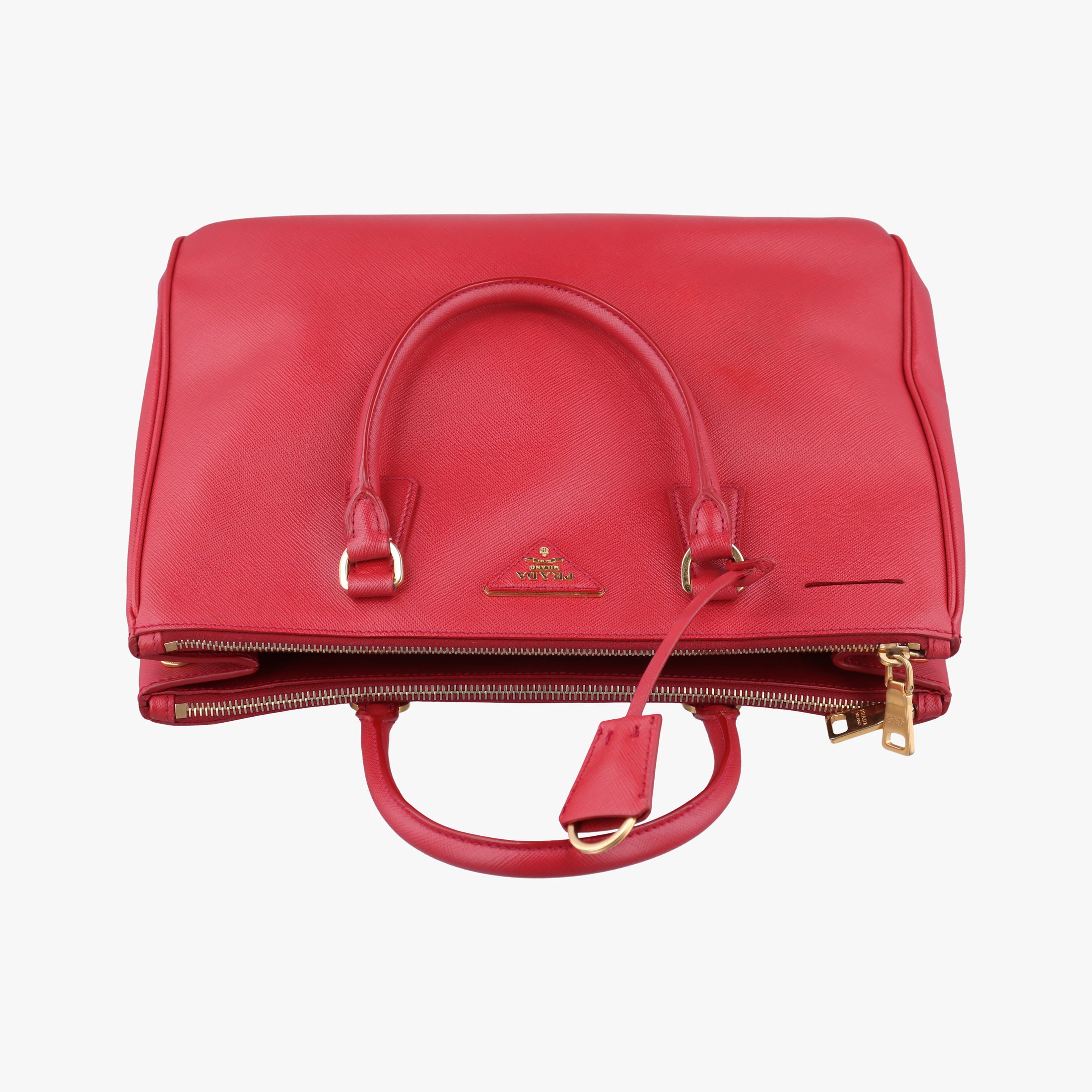 Pre-owned Prada Galleria Red SAFFIANO Leather BN1786 handbag | stylenewstar