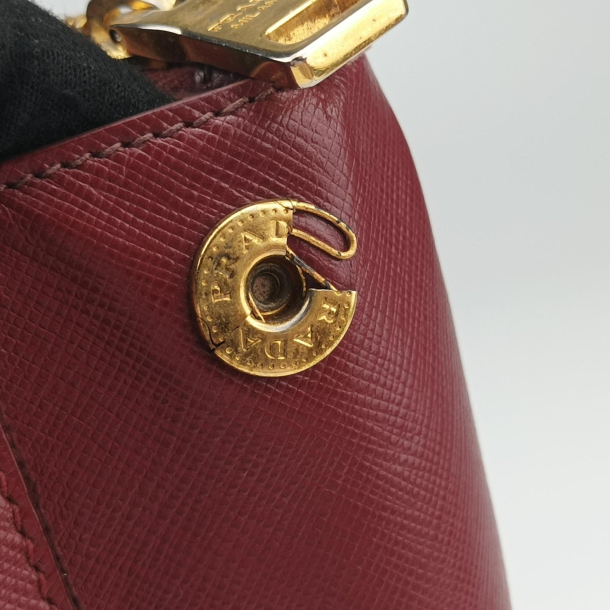 Secondhand Prada Galleria Burgundy SAFFIANO Leather BN1874 handbag | stylenewstar