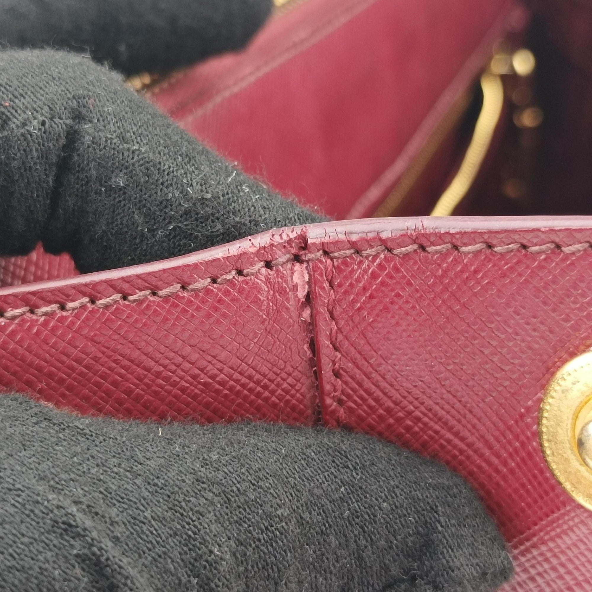 Secondhand Prada Galleria Burgundy SAFFIANO Leather BN1874 handbag | stylenewstar