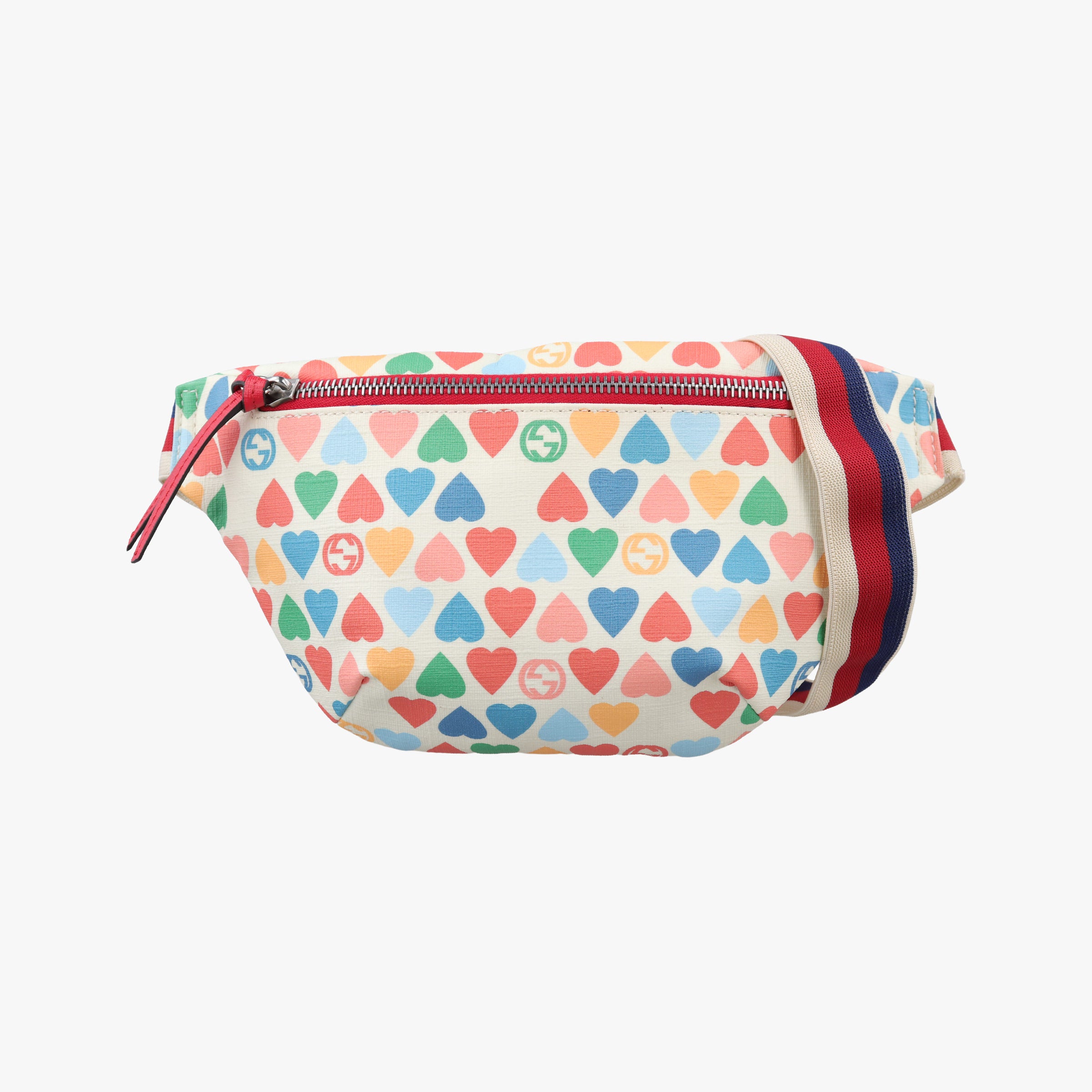 Pre-owned Gucci kids GG heart Print Multicolour PVC coated canvas 502095 bum bag/waist bag | stylenewstar