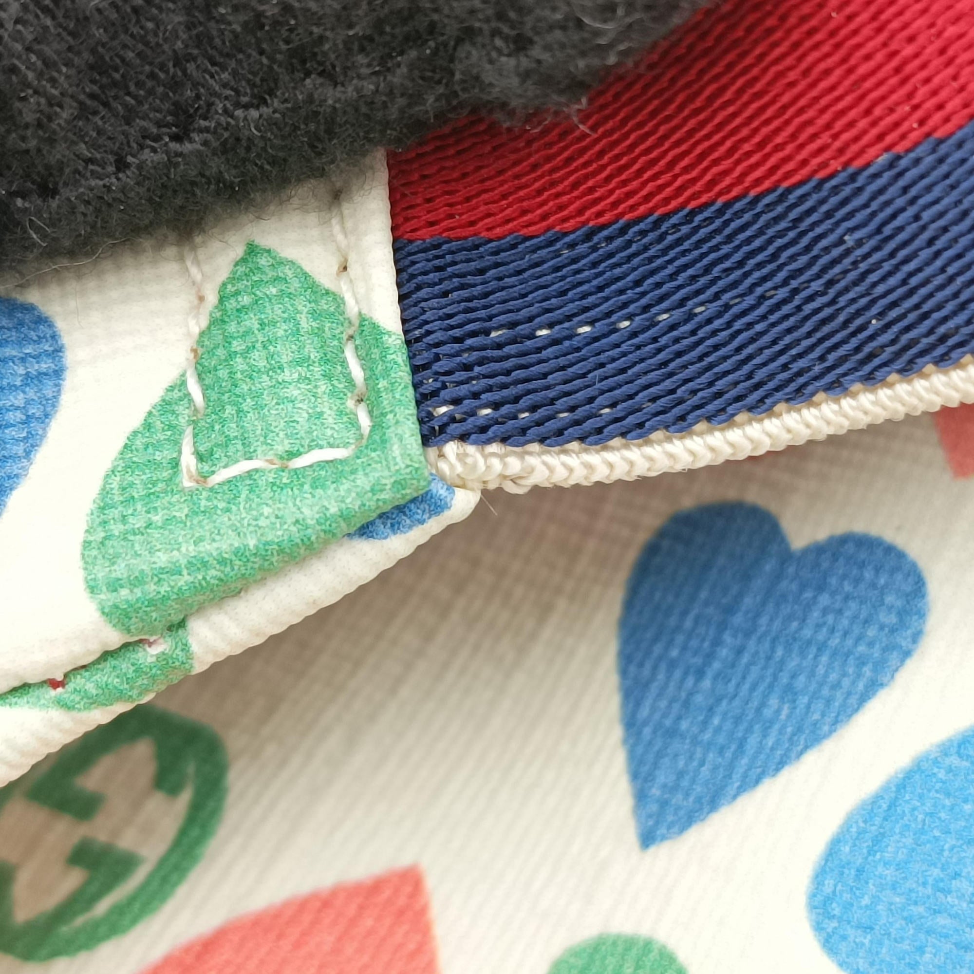 Pre-owned Gucci kids GG heart Print Multicolour PVC coated canvas 502095 bum bag/waist bag | stylenewstar