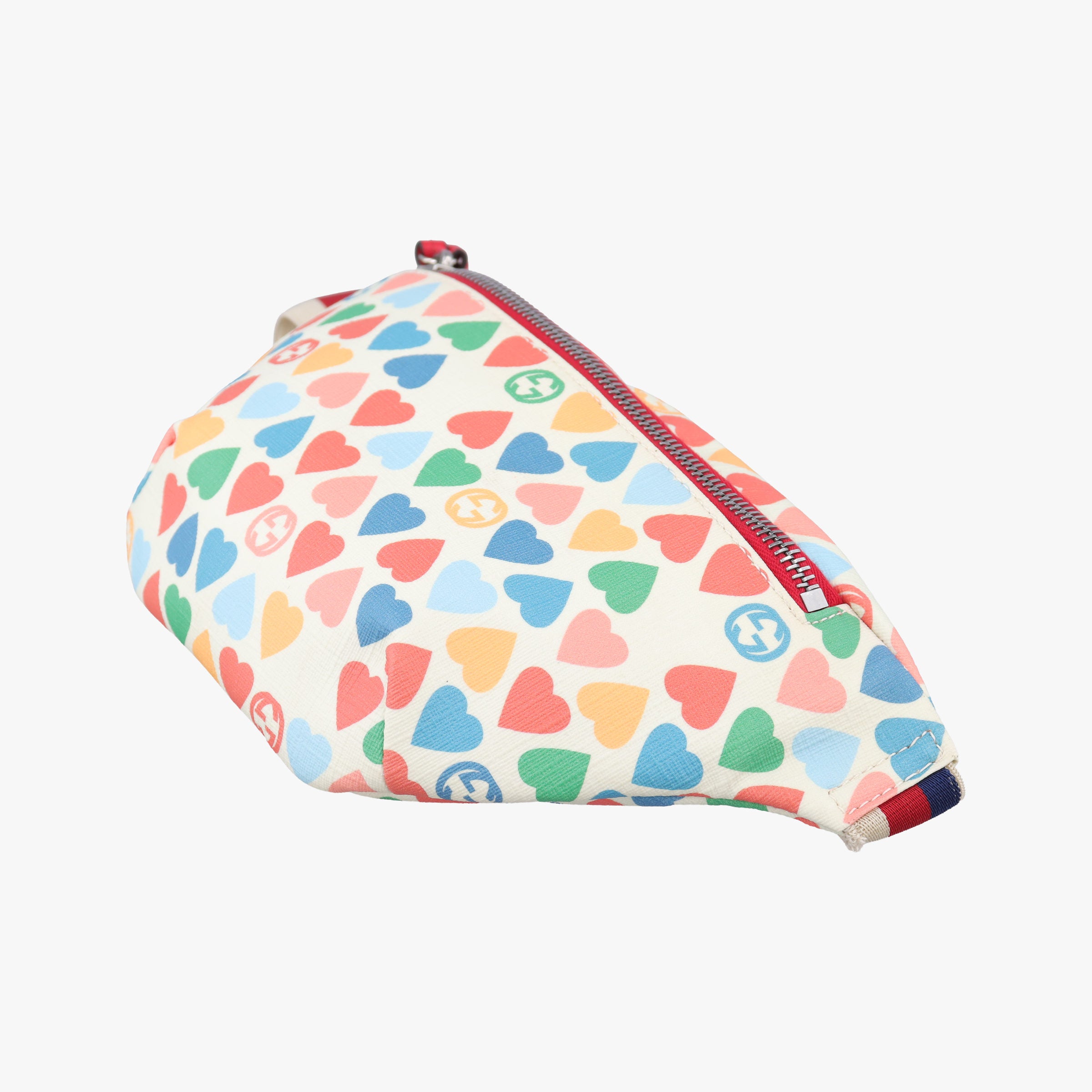 Pre-owned Gucci kids GG heart Print Multicolour PVC coated canvas 502095 bum bag/waist bag | stylenewstar