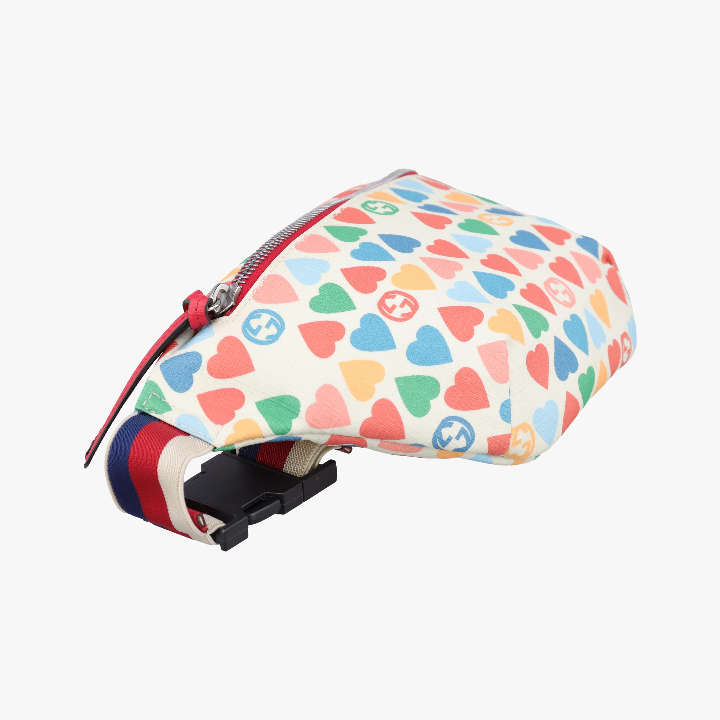 Pre-owned Gucci kids GG heart Print Multicolour PVC coated canvas 502095 bum bag/waist bag | stylenewstar