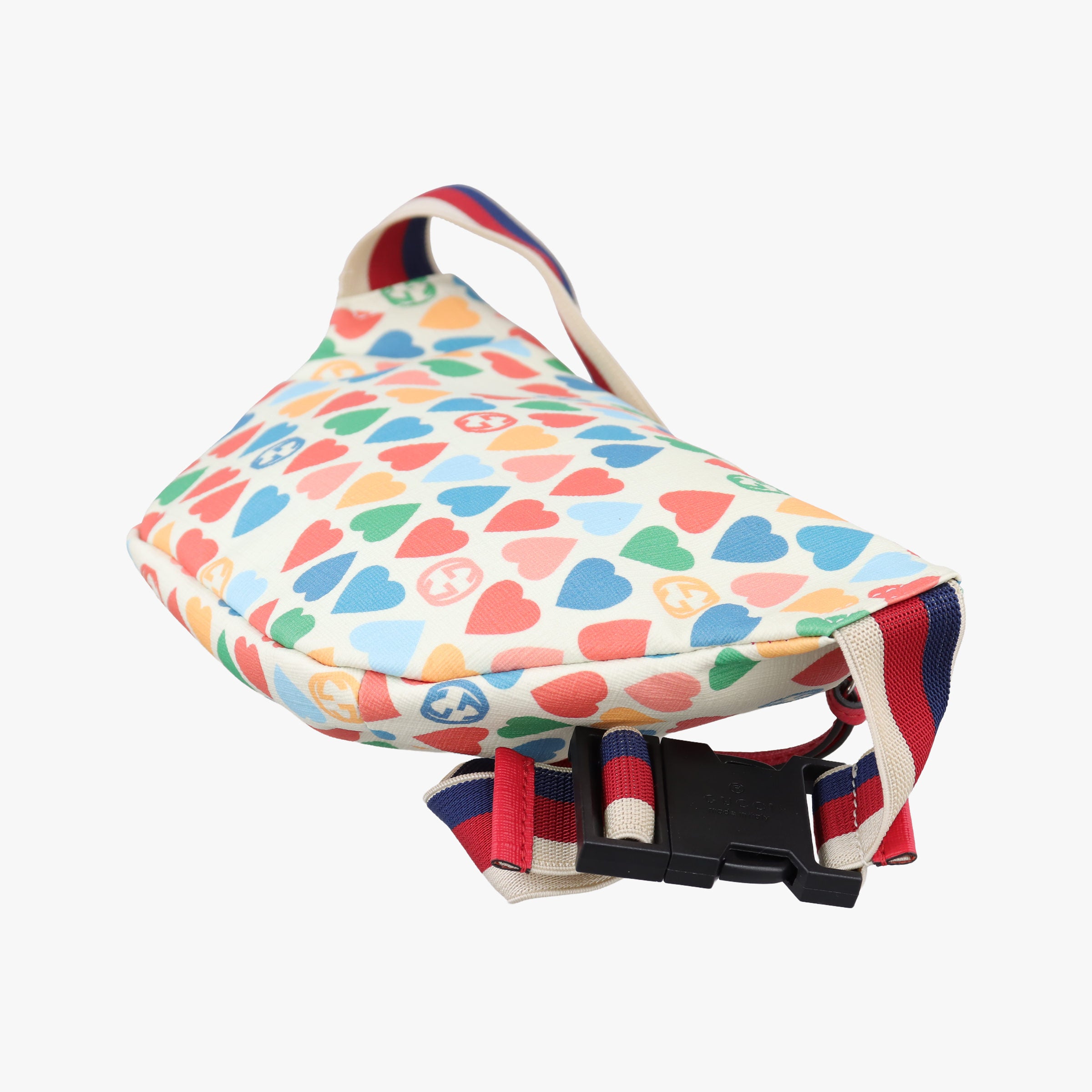 Pre-owned Gucci kids GG heart Print Multicolour PVC coated canvas 502095 bum bag/waist bag | stylenewstar