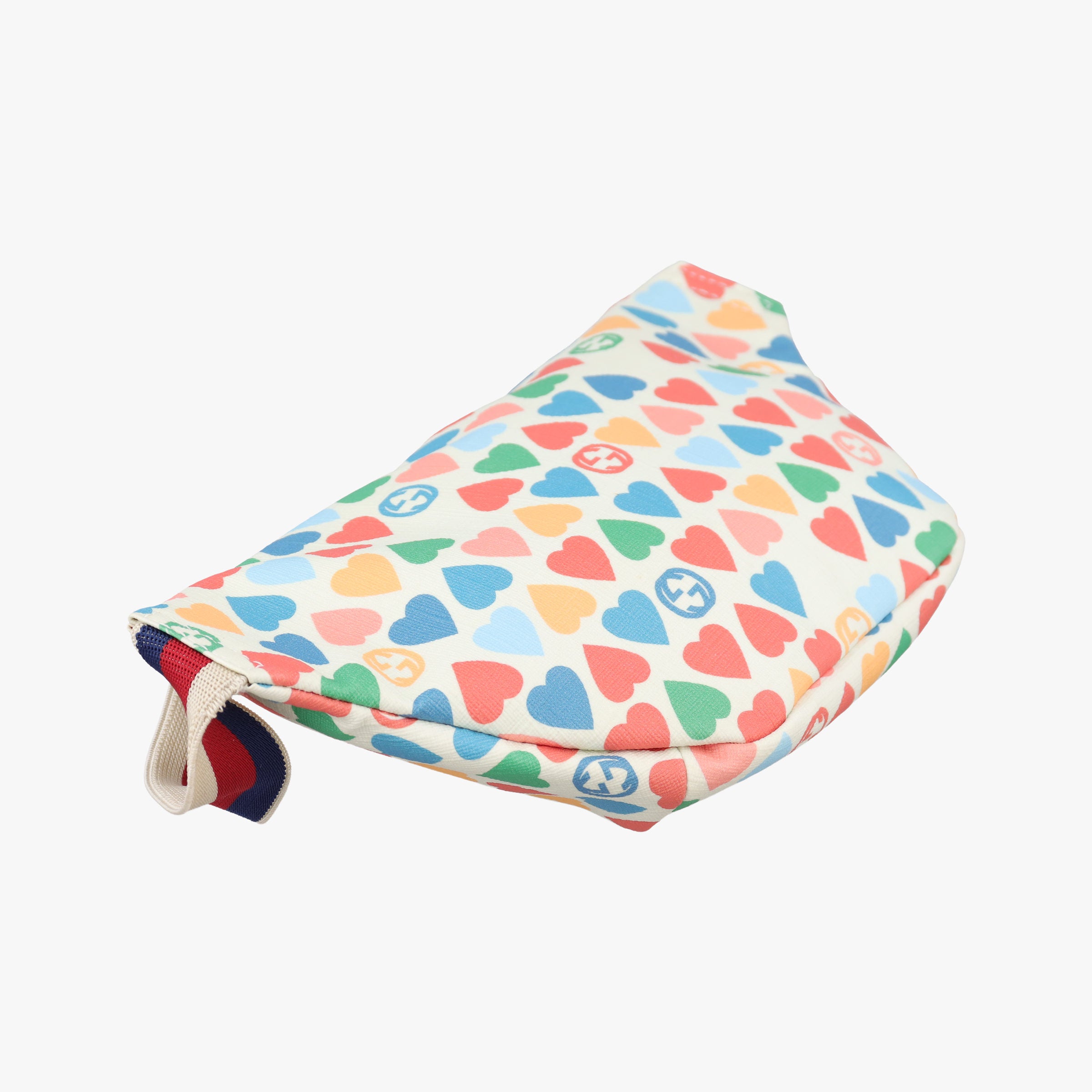 Pre-owned Gucci kids GG heart Print Multicolour PVC coated canvas 502095 bum bag/waist bag | stylenewstar