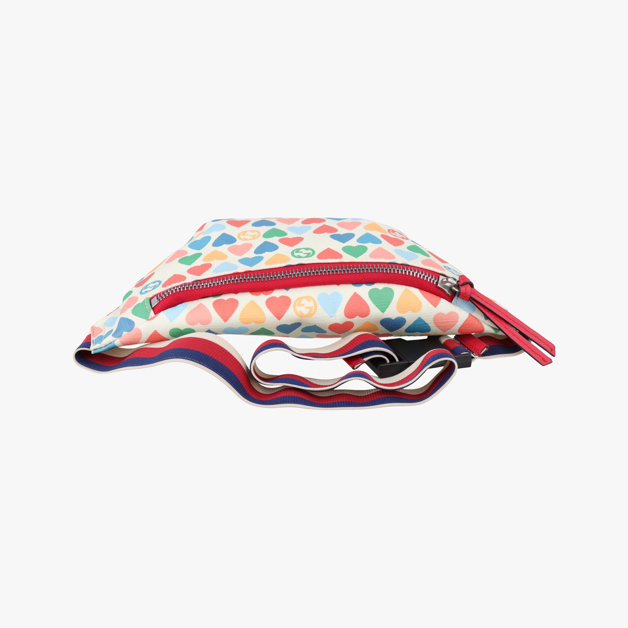 Pre-owned Gucci kids GG heart Print Multicolour PVC coated canvas 502095 bum bag/waist bag | stylenewstar