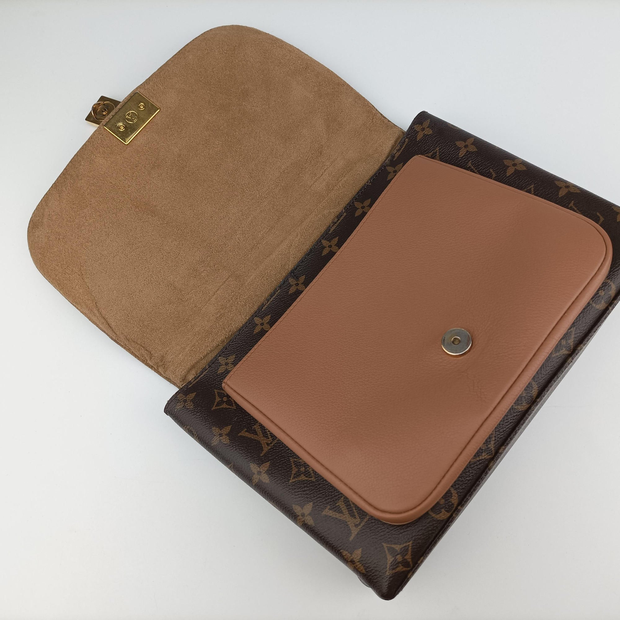 Pre-owned Louis Vuitton MARIGNAN brown×SESAME Monogram Canvas×calf leather M44257 shoulderbag | stylenewstar