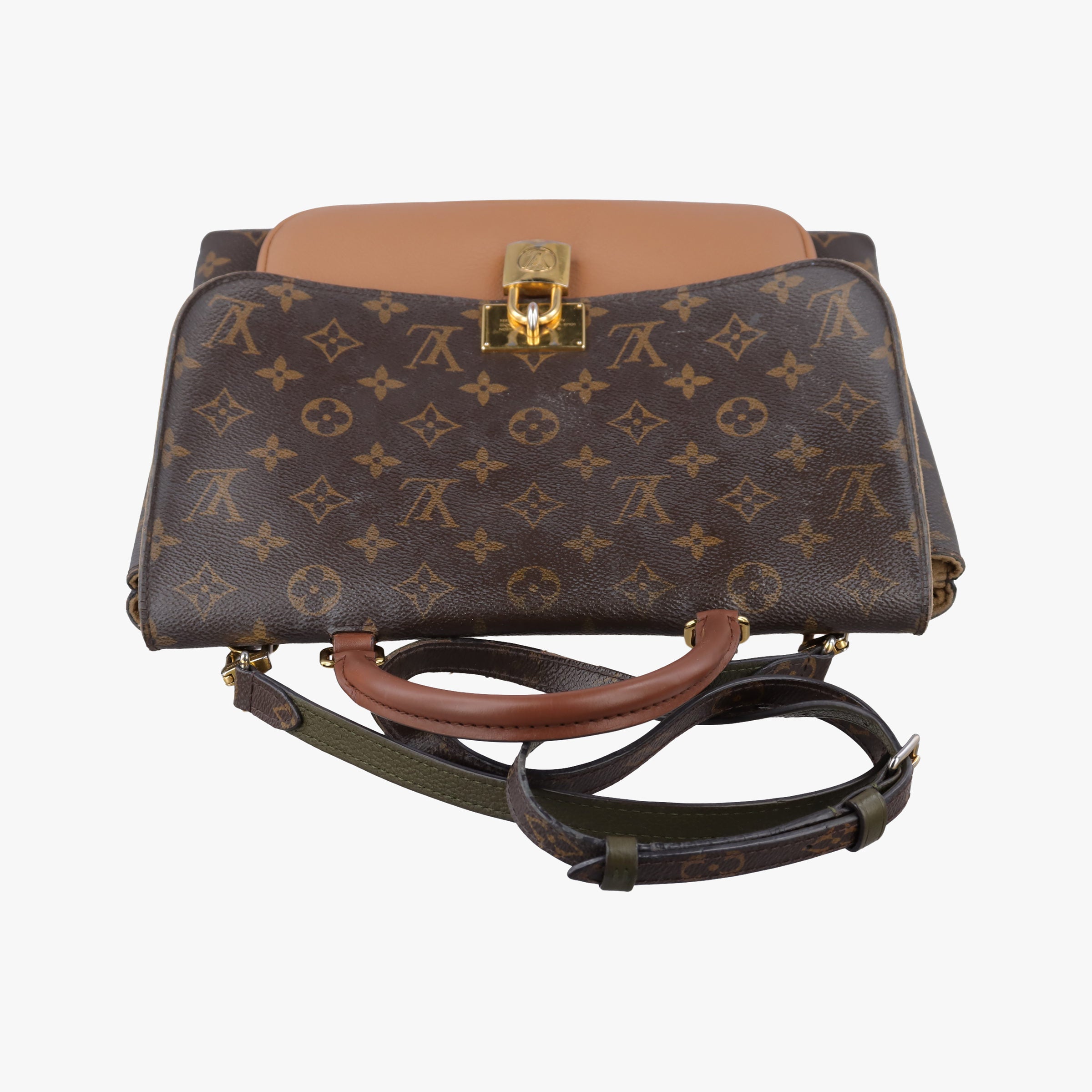 Pre-owned Louis Vuitton MARIGNAN brown×SESAME Monogram Canvas×calf leather M44257 shoulderbag | stylenewstar