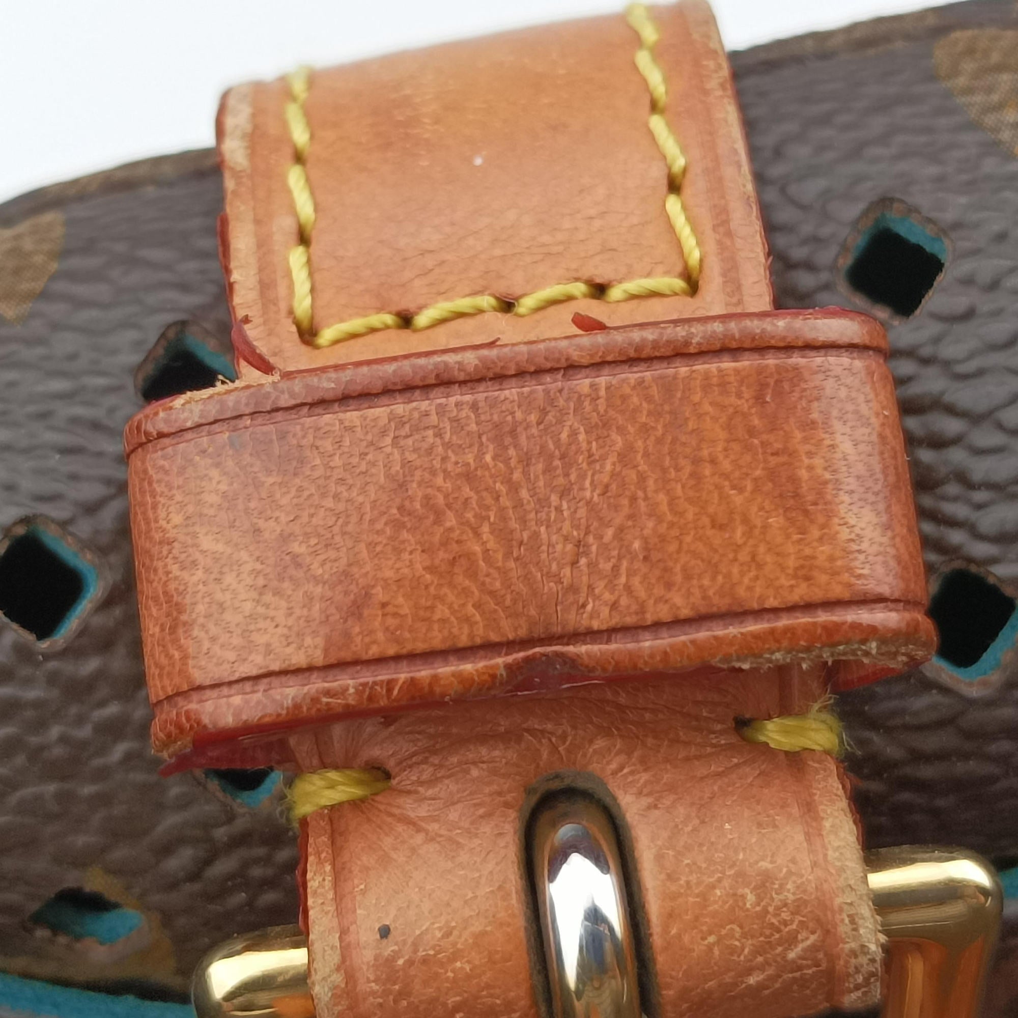 Pre-owned Louis Vuitton Flore Saumur 30 Brown×Turquoise Monogram Perfo M93998 shoulderbag | stylenewstar
