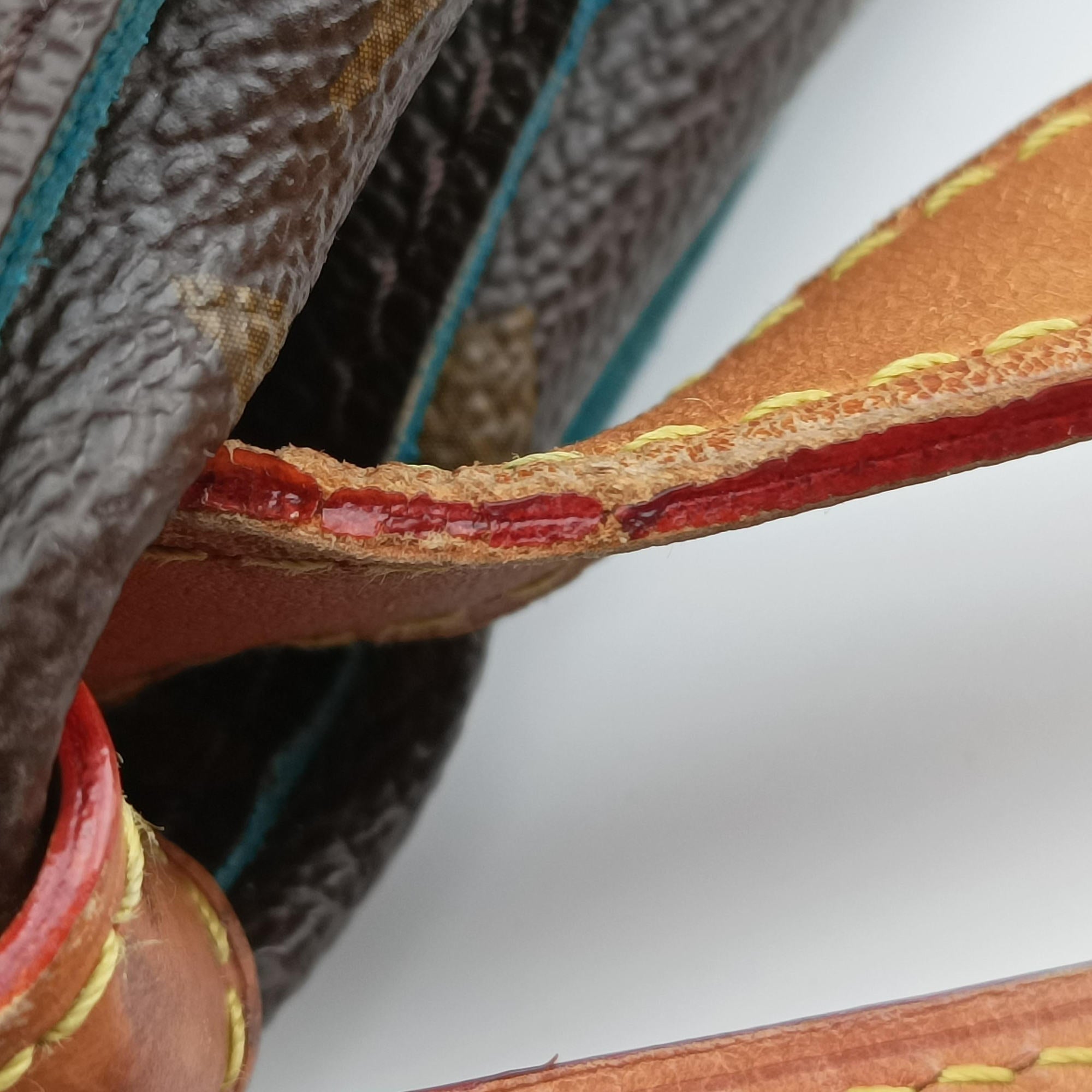 Pre-owned Louis Vuitton Flore Saumur 30 Brown×Turquoise Monogram Perfo M93998 shoulderbag | stylenewstar