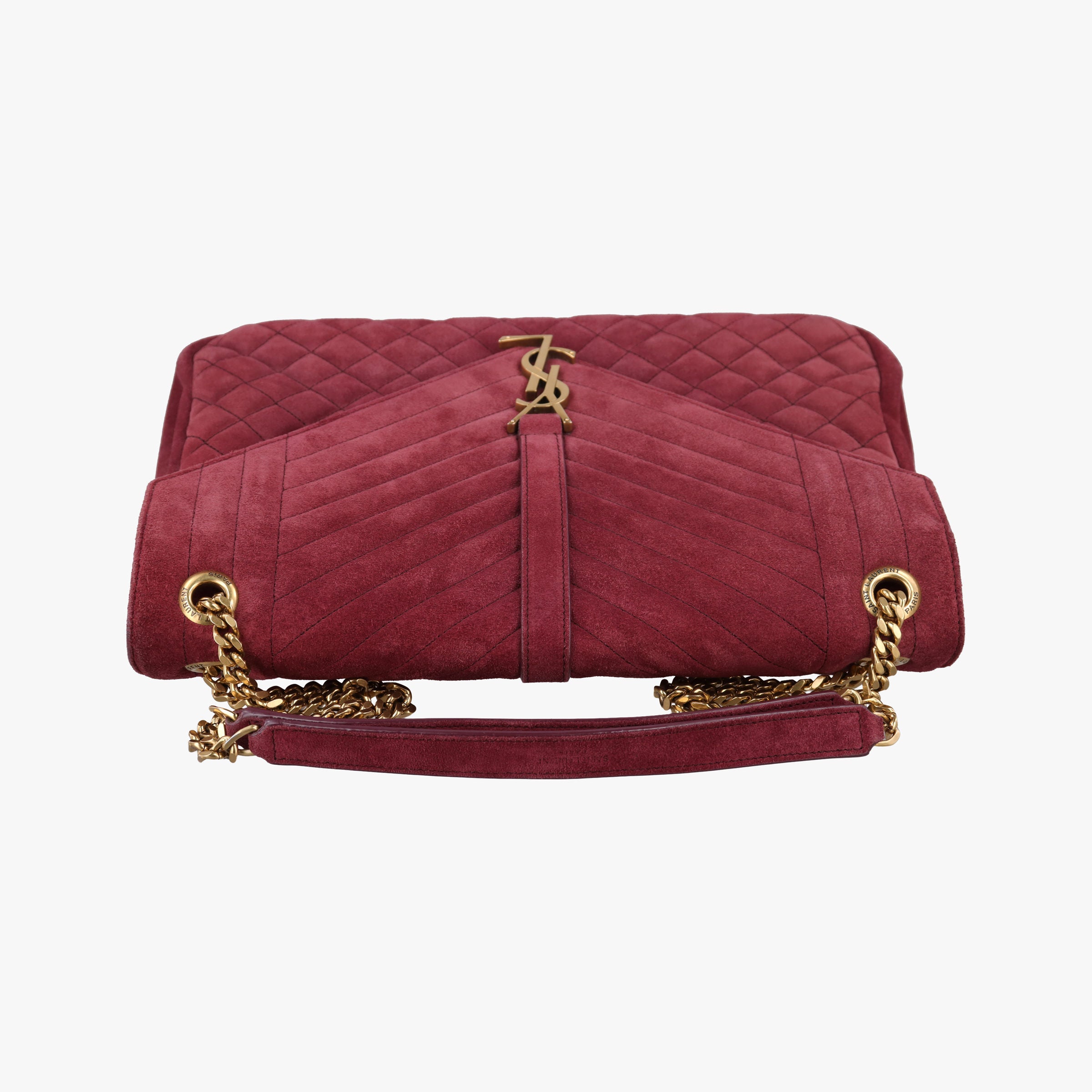 Pre-owned Yves Saint Laurent Monogram Envelope COLLEGE bordeaux suede 440155 shoulderbag | stylenewstar