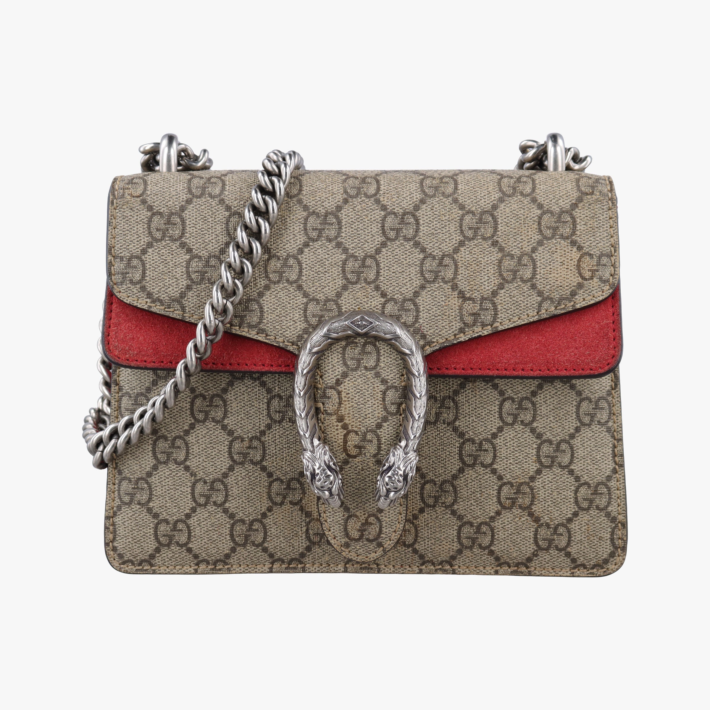 Pre-owned Gucci Dionysus beige×red PVC coated canvas×suede 421970 shoulderbag | stylenewstar