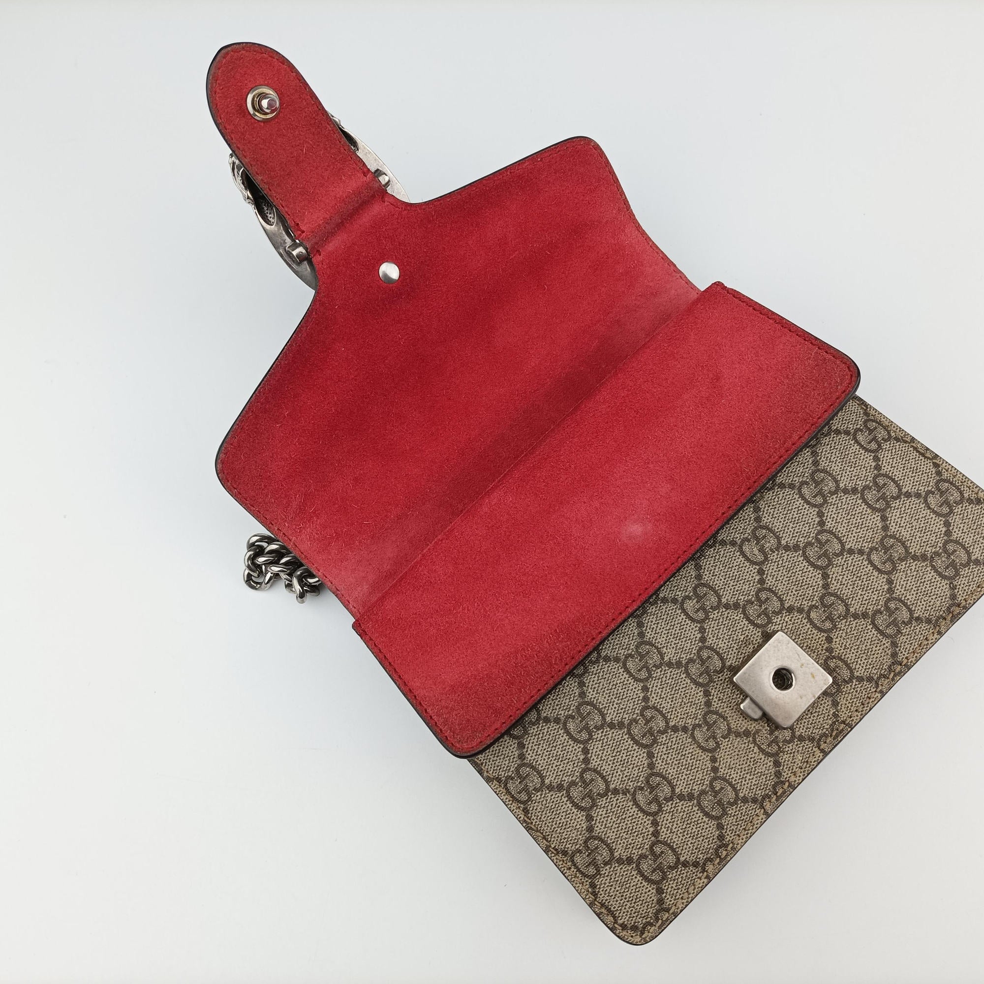 Pre-owned Gucci Dionysus beige×red PVC coated canvas×suede 421970 shoulderbag | stylenewstar