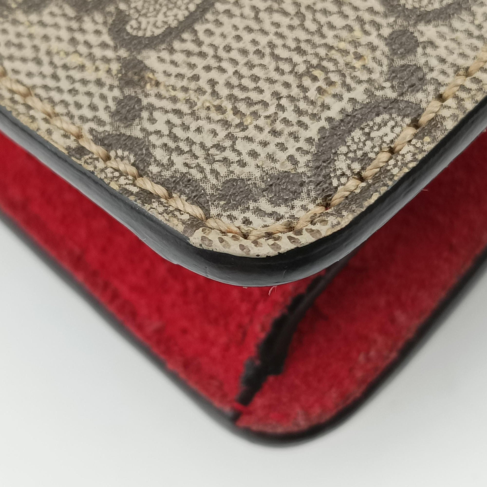 Pre-owned Gucci Dionysus beige×red PVC coated canvas×suede 421970 shoulderbag | stylenewstar