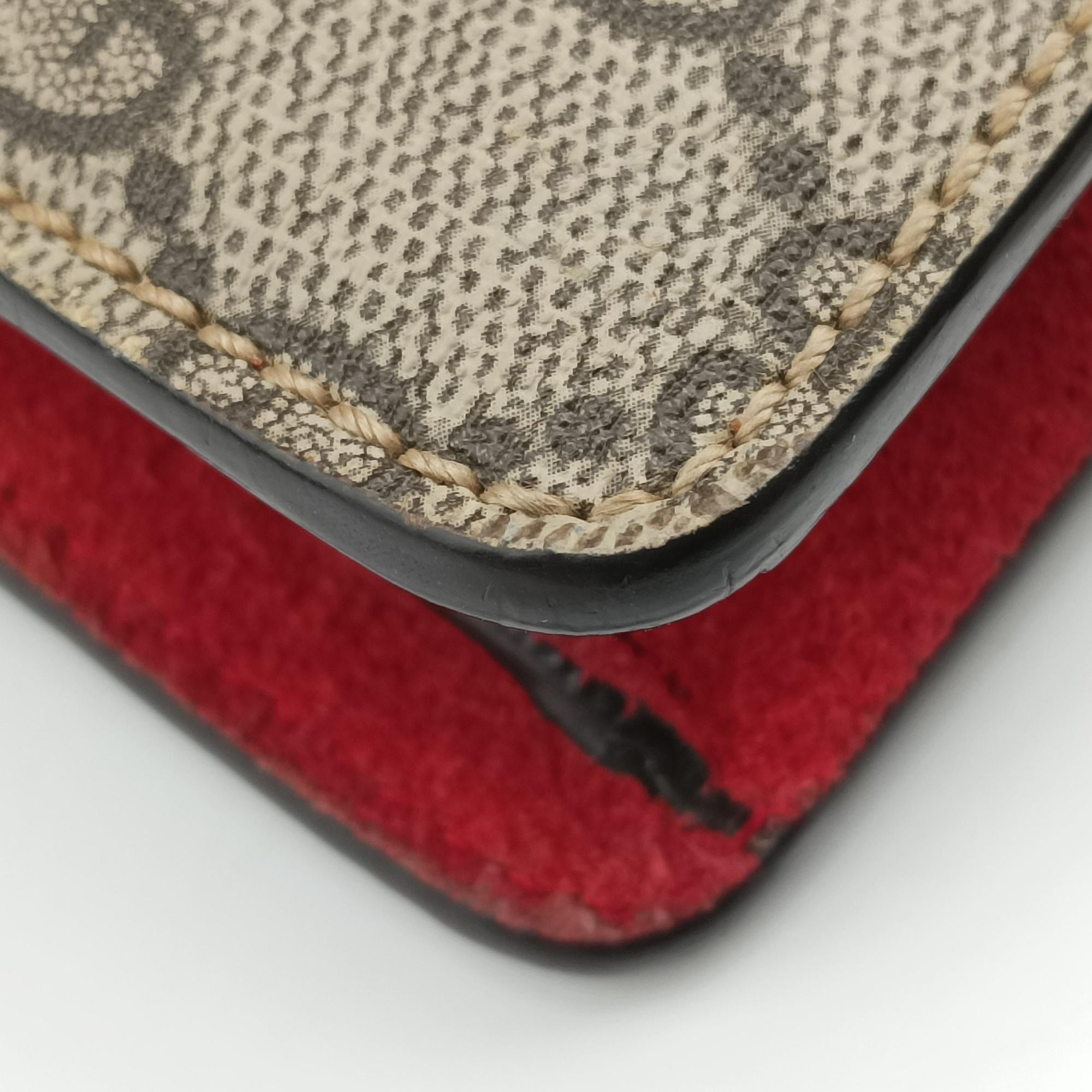 Pre-owned Gucci Dionysus beige×red PVC coated canvas×suede 421970 shoulderbag | stylenewstar