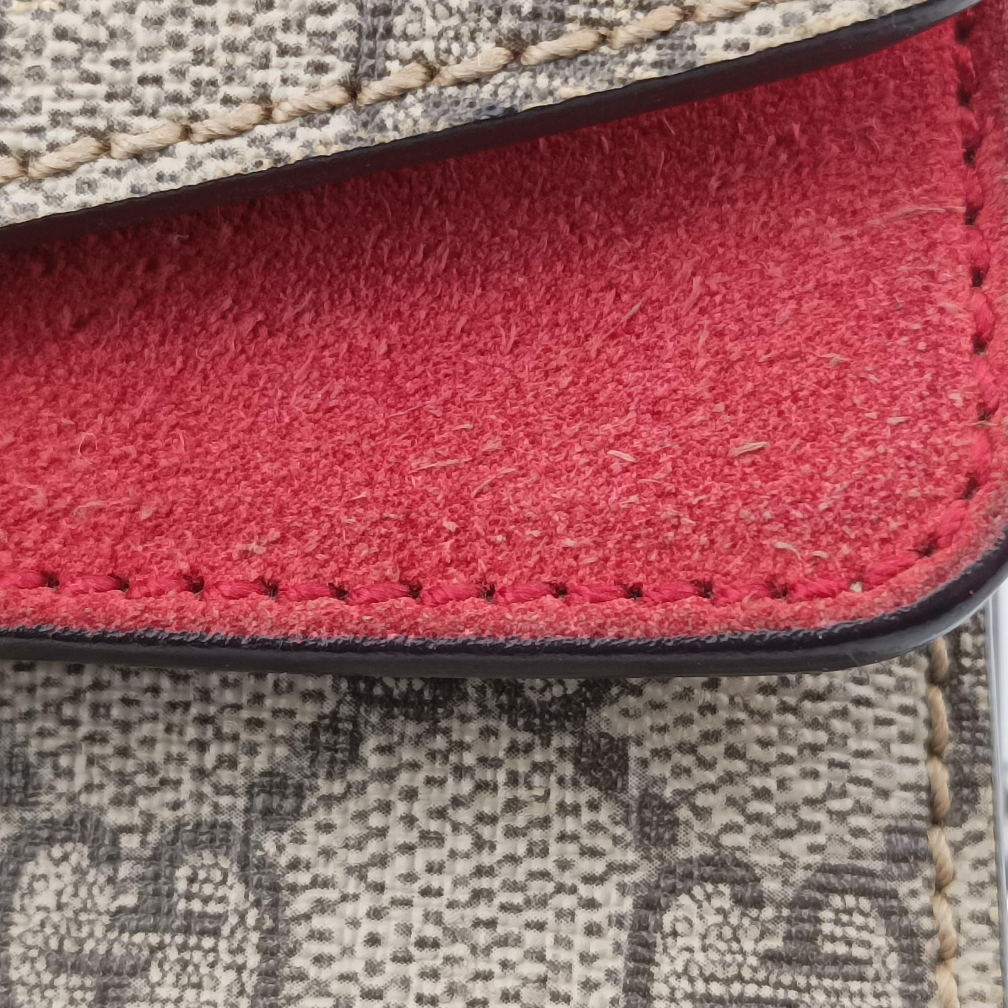 Pre-owned Gucci Dionysus beige×red PVC coated canvas×suede 421970 shoulderbag | stylenewstar