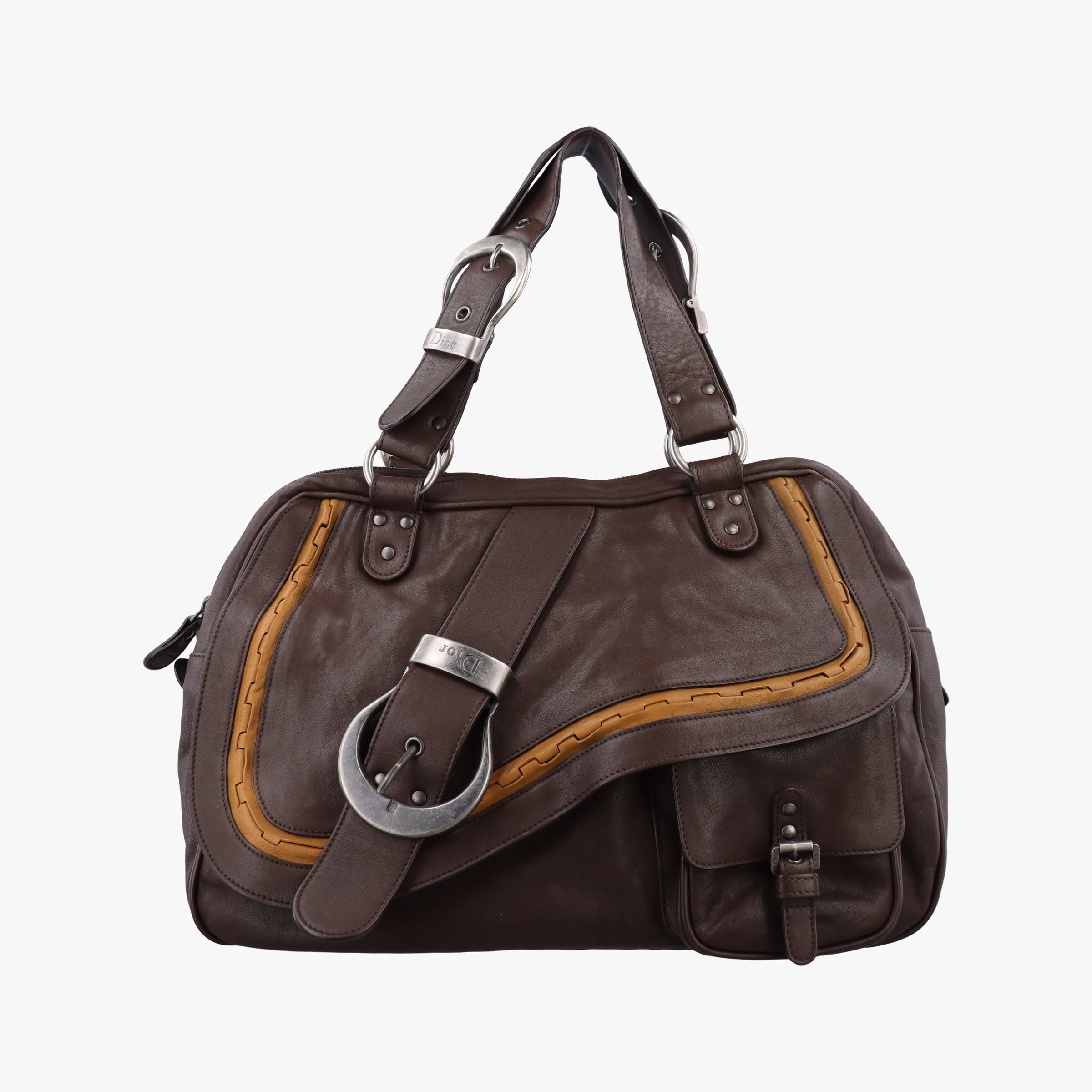 Pre-owned Christian Dior Gaucho Brown Leather  handbag | stylenewstar