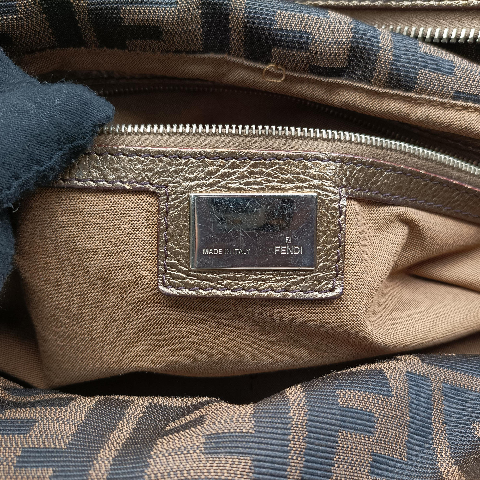 Pre-owned Fendi Zucca Large Chef Brown canvas×leather 8BH186 shoulderbag | stylenewstar