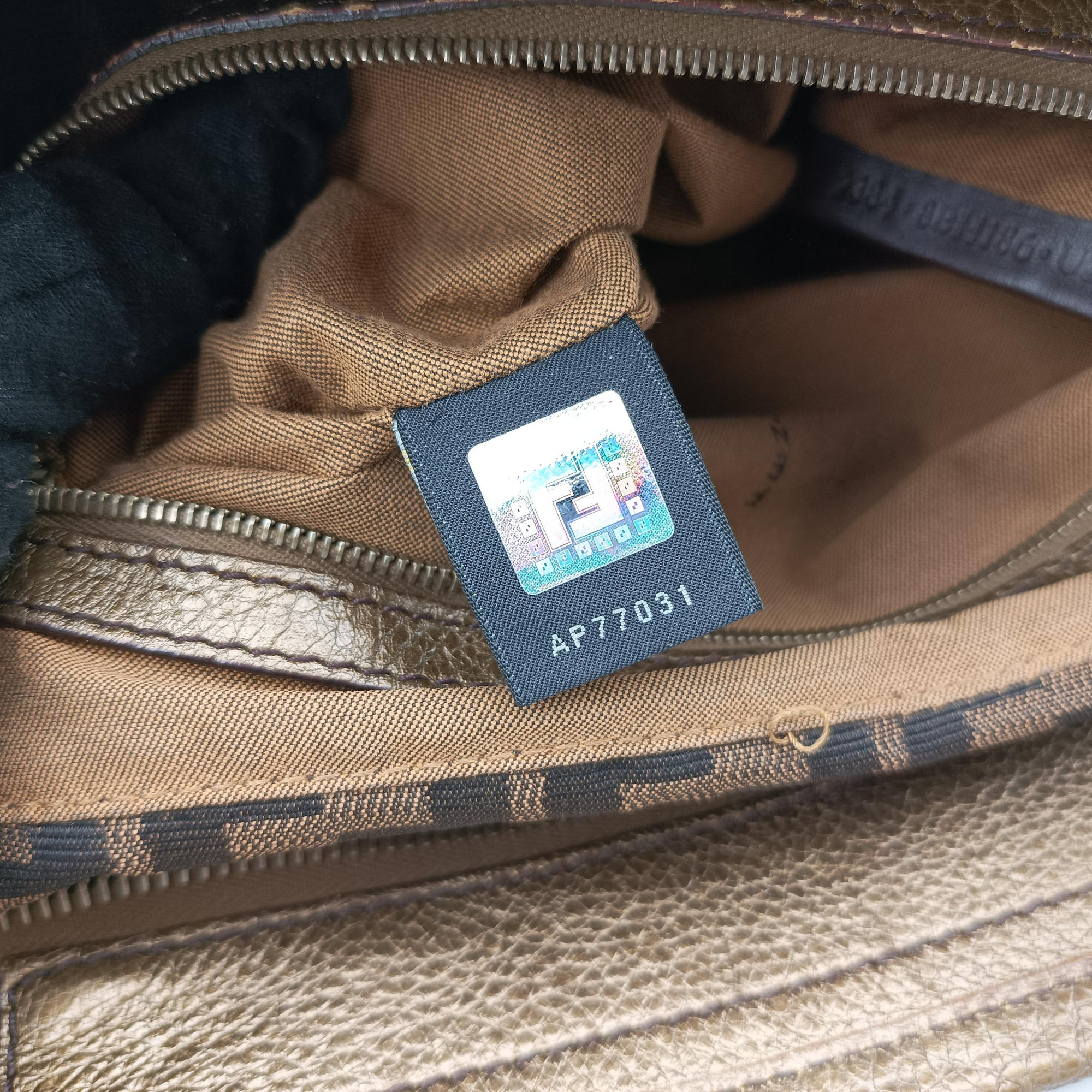Pre-owned Fendi Zucca Large Chef Brown canvas×leather 8BH186 shoulderbag | stylenewstar
