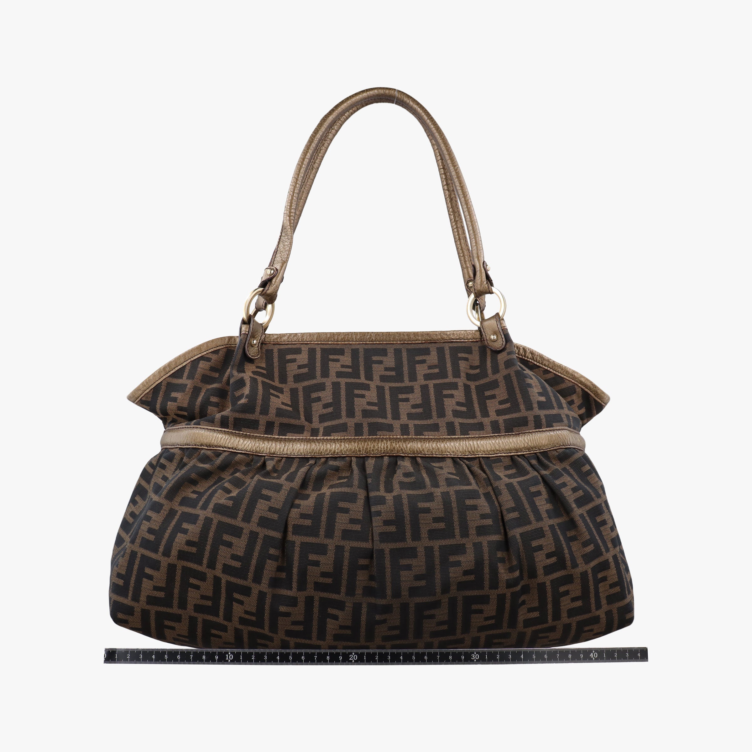 Pre-owned Fendi Zucca Large Chef Brown canvas×leather 8BH186 shoulderbag | stylenewstar