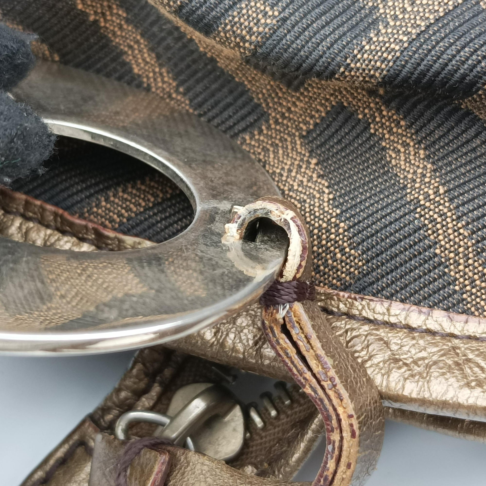 Pre-owned Fendi Zucca Large Chef Brown canvas×leather 8BH186 shoulderbag | stylenewstar