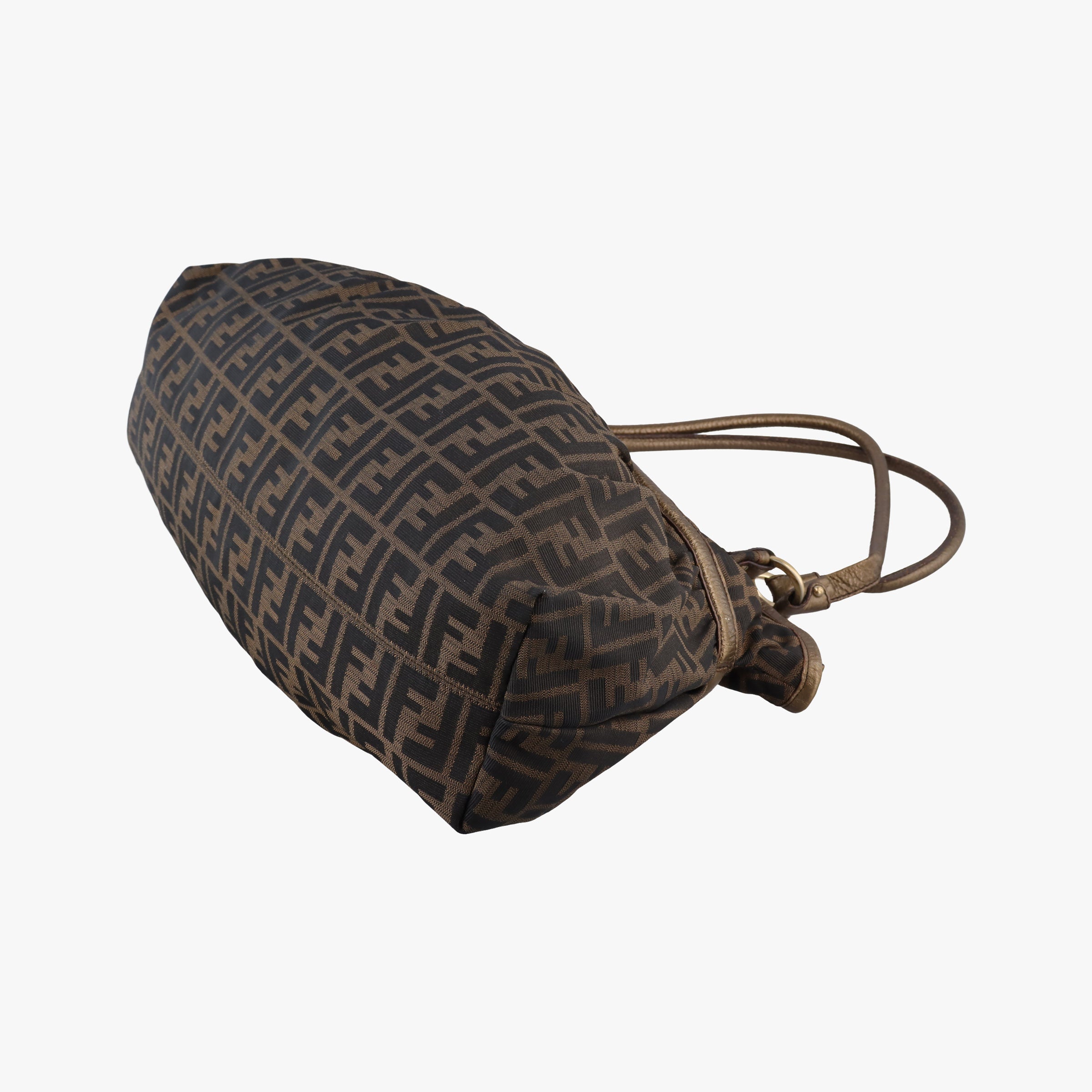 Pre-owned Fendi Zucca Large Chef Brown canvas×leather 8BH186 shoulderbag | stylenewstar