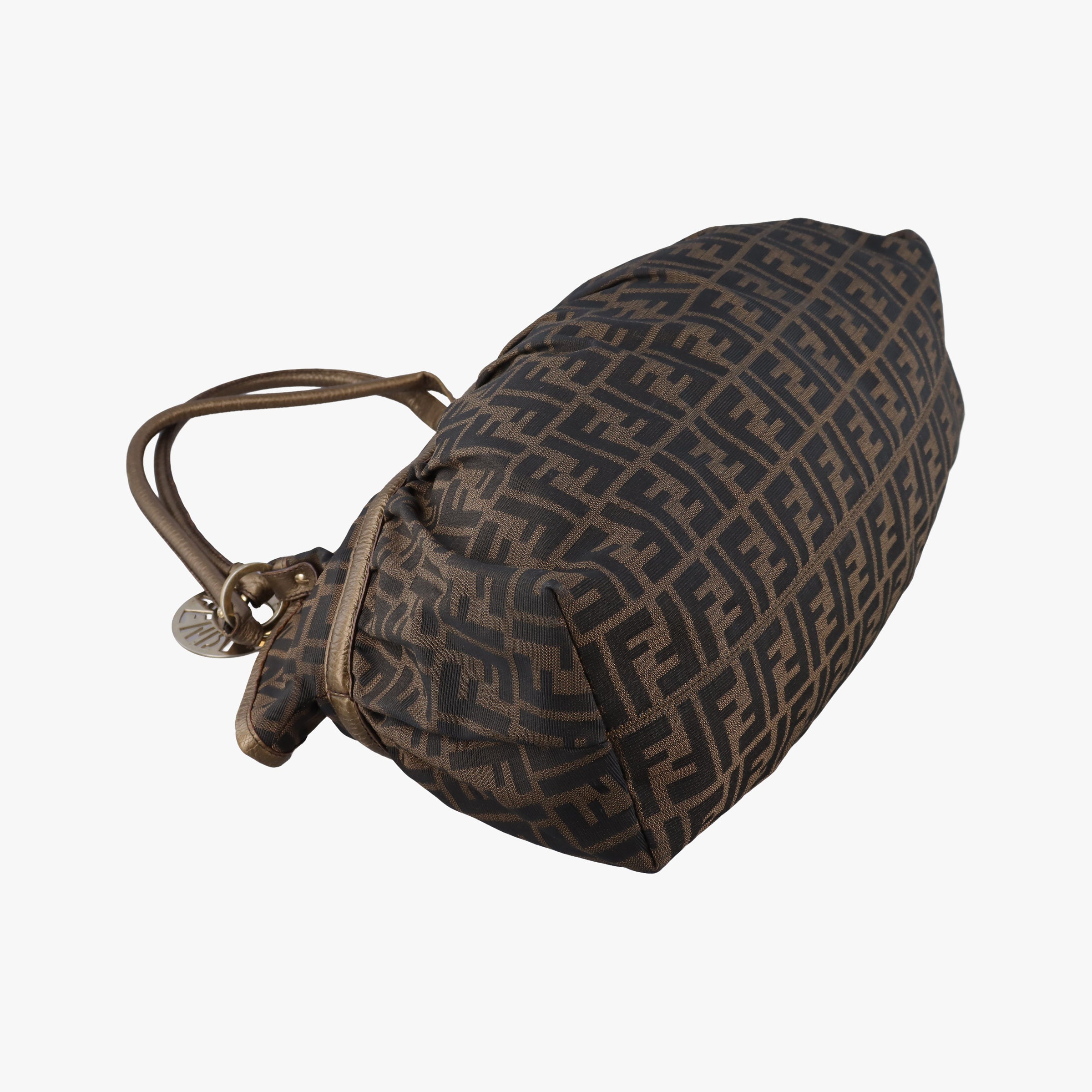 Pre-owned Fendi Zucca Large Chef Brown canvas×leather 8BH186 shoulderbag | stylenewstar
