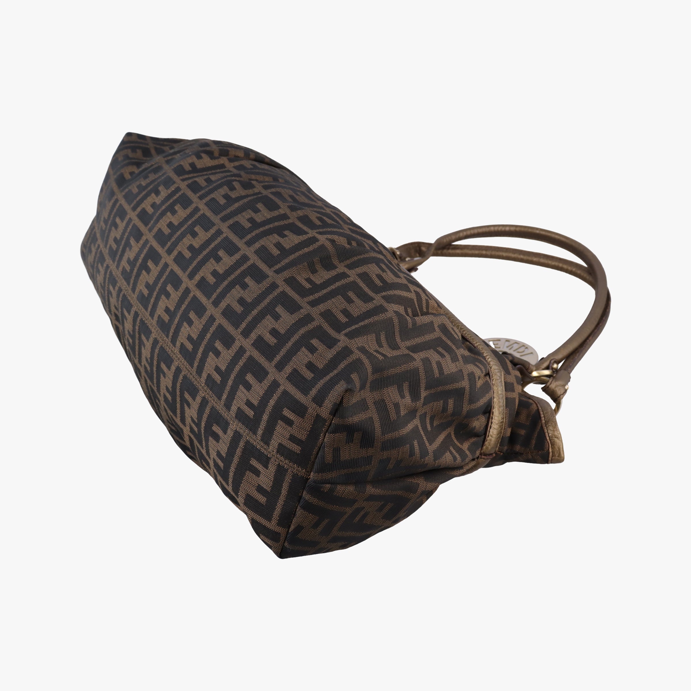 Pre-owned Fendi Zucca Large Chef Brown canvas×leather 8BH186 shoulderbag | stylenewstar
