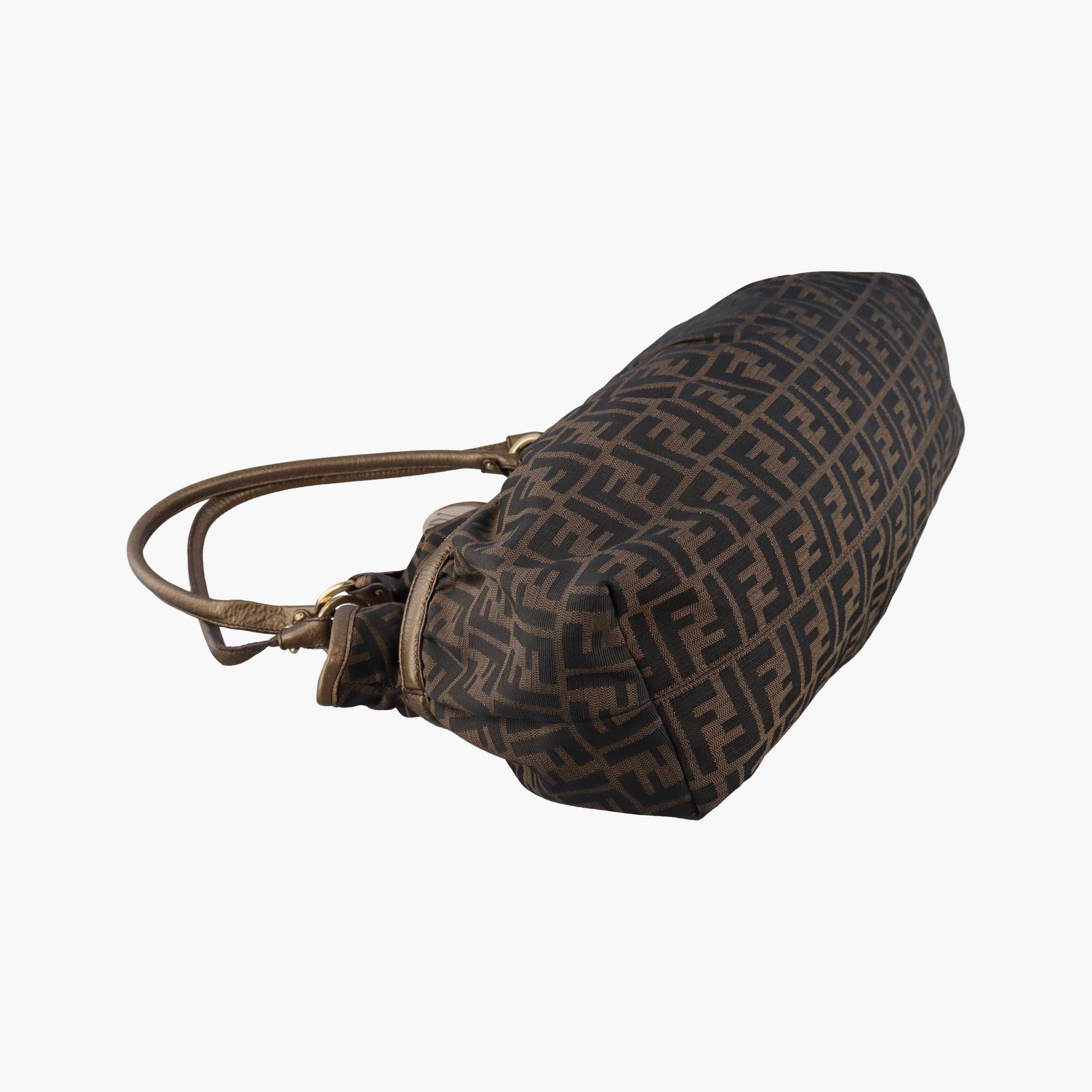 Pre-owned Fendi Zucca Large Chef Brown canvas×leather 8BH186 shoulderbag | stylenewstar
