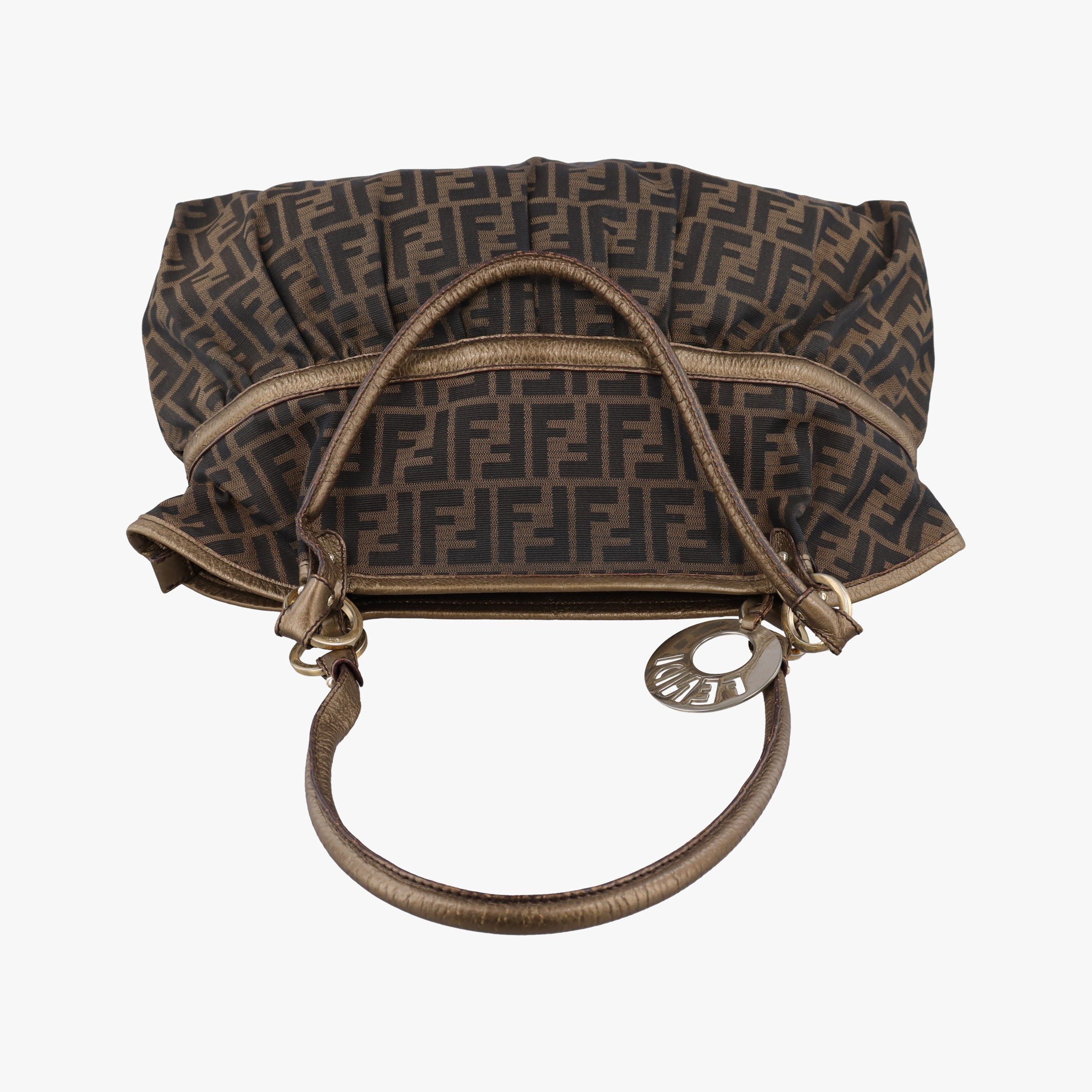 Pre-owned Fendi Zucca Large Chef Brown canvas×leather 8BH186 shoulderbag | stylenewstar
