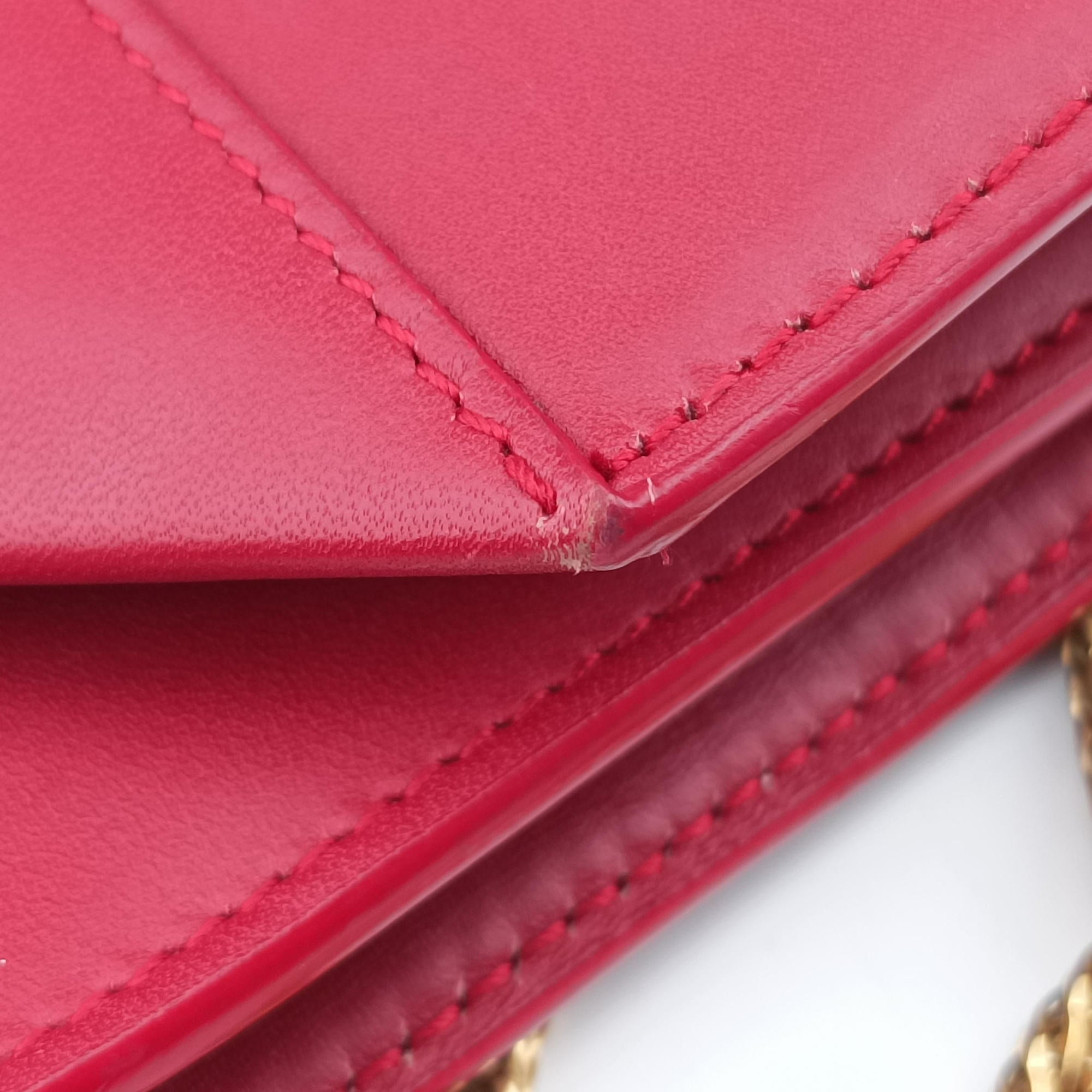 Pre-owned Yves Saint Laurent BETTY Red Leather 314515 shoulderbag | stylenewstar