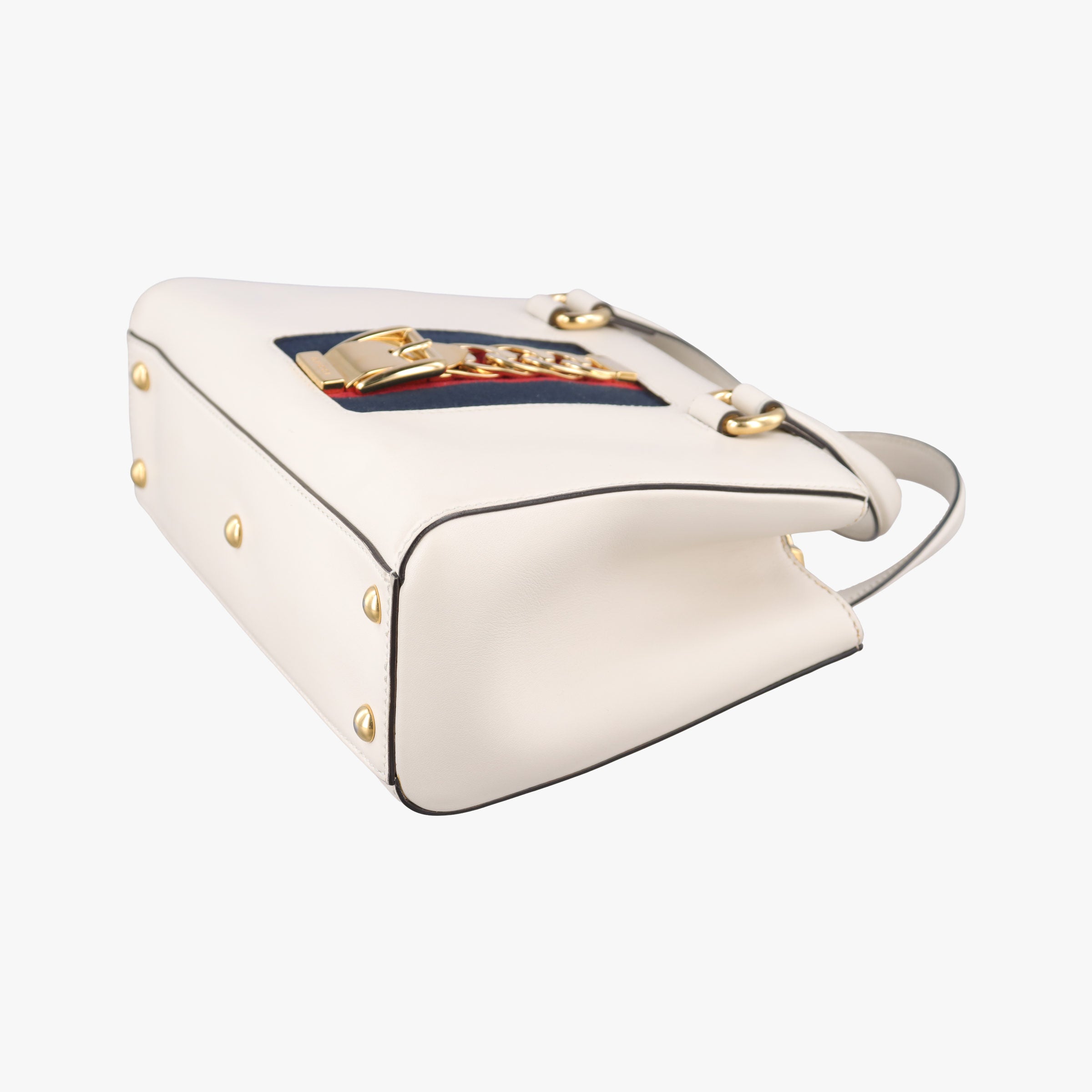 Pre-owned Gucci Sylvie White x Black x Red x Navy Leather 460381 shoulderbag | stylenewstar