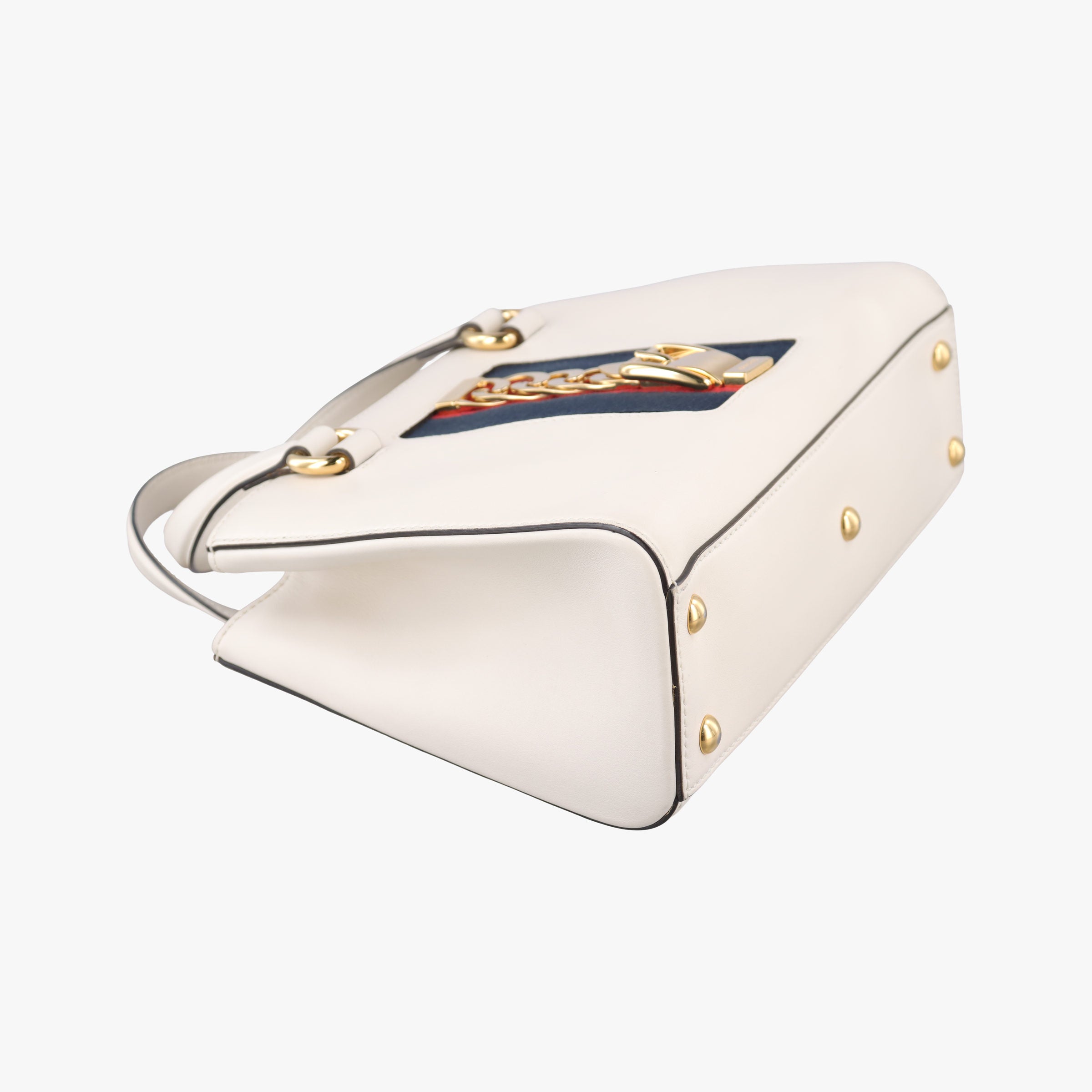 Pre-owned Gucci Sylvie White x Black x Red x Navy Leather 460381 shoulderbag | stylenewstar