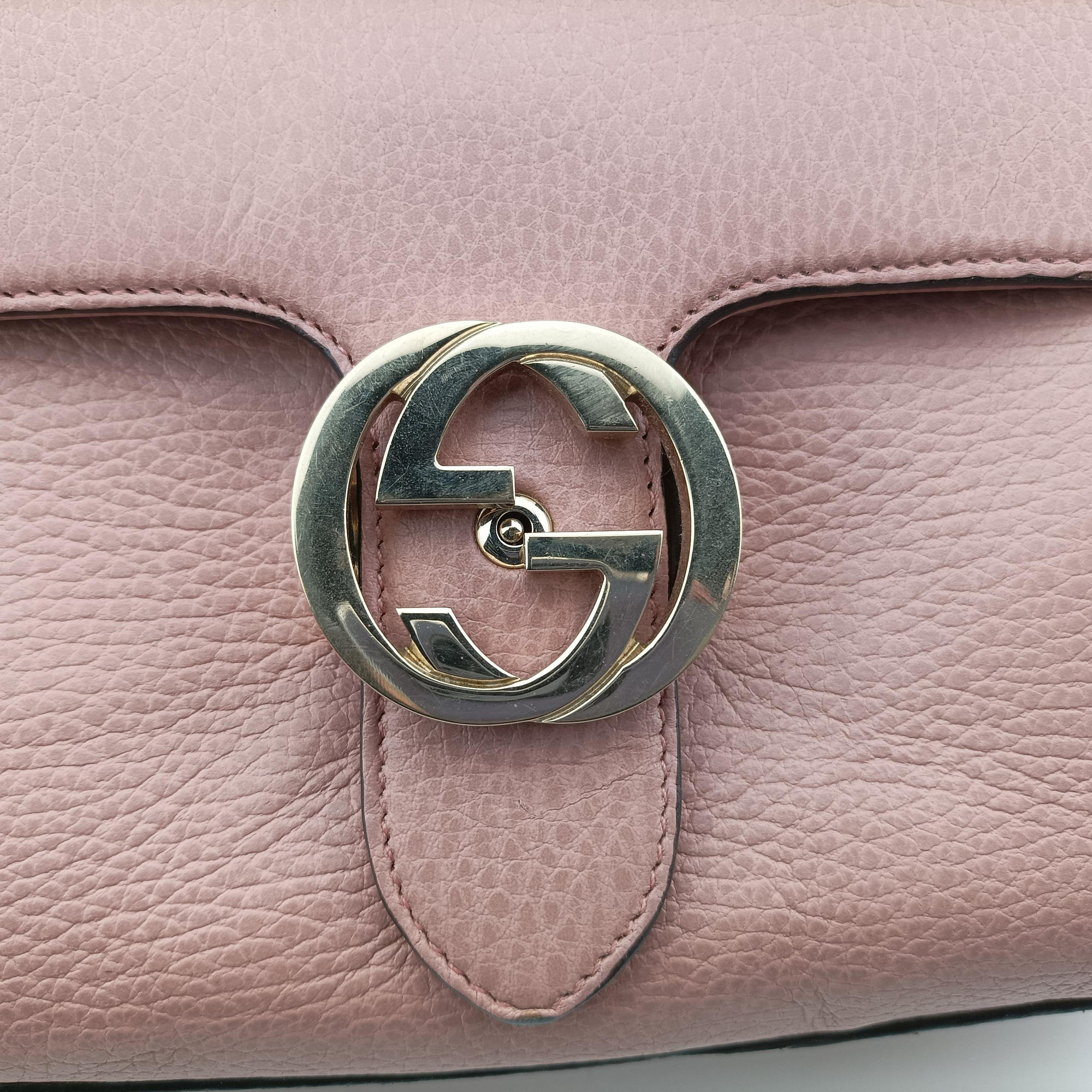 Pre-owned Gucci Interlocking G Pink Leather 510302 shoulderbag | stylenewstar