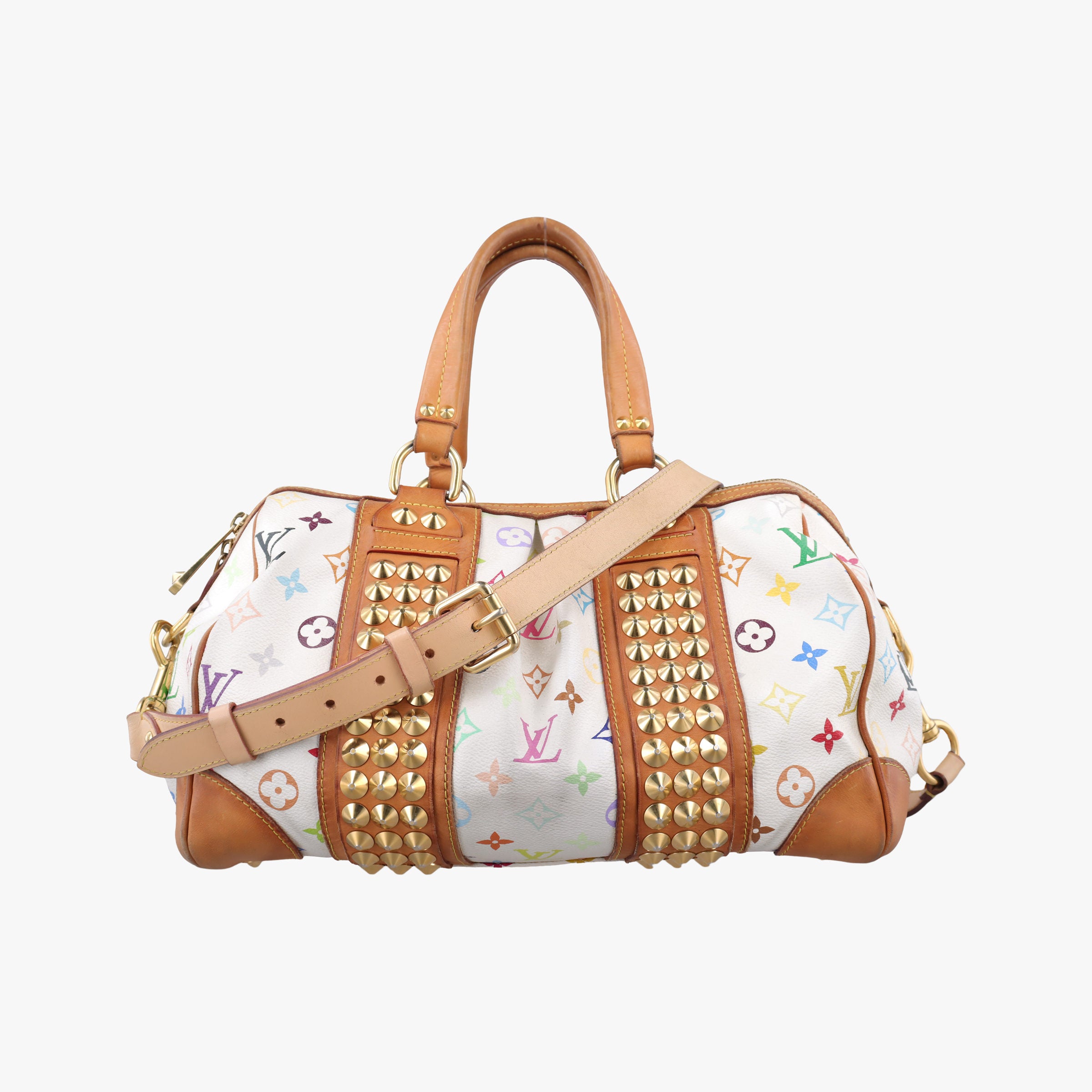 Pre-owned Louis Vuitton COURTNEY MM white Monogram Multicolor M45641 handbag | stylenewstar