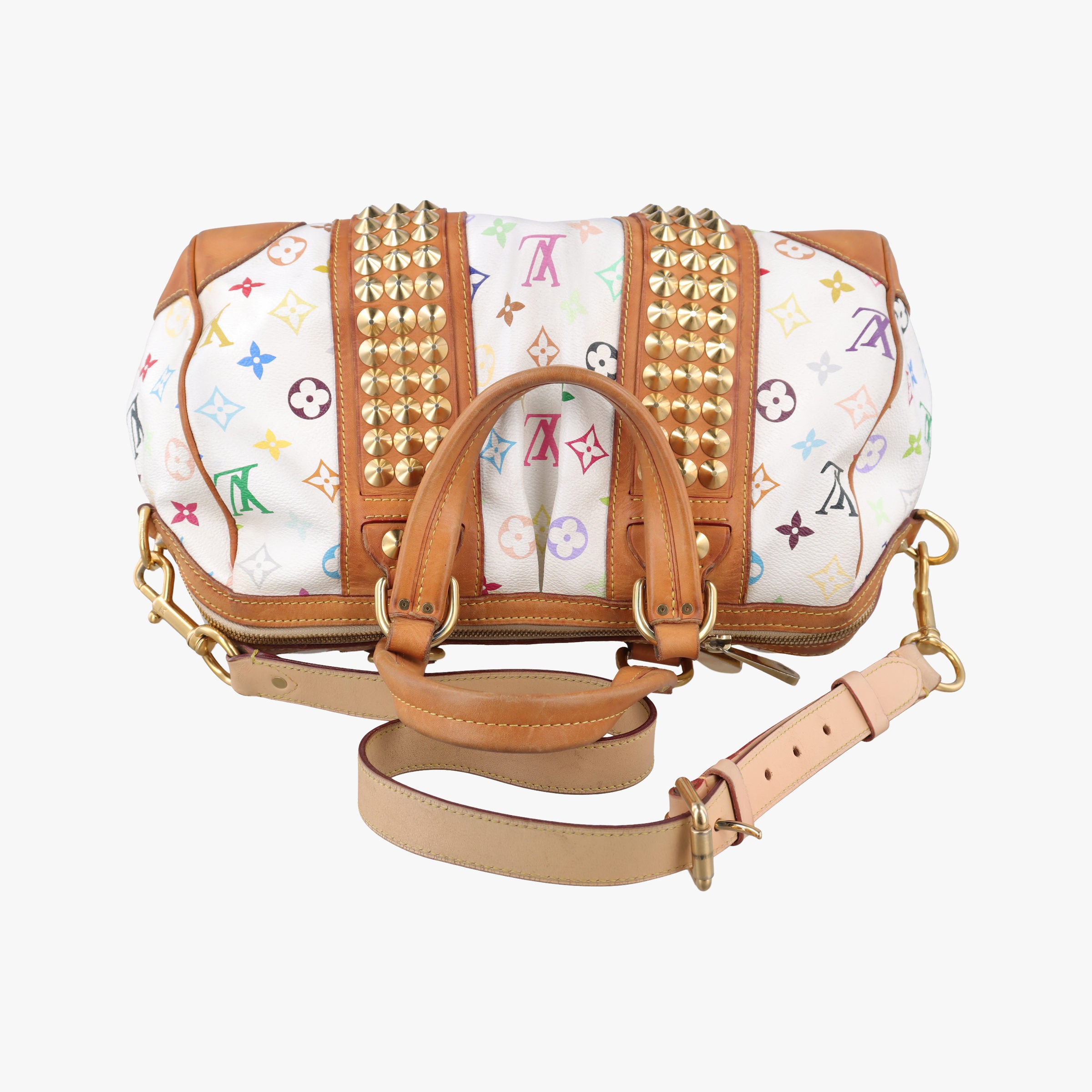 Pre-owned Louis Vuitton COURTNEY MM white Monogram Multicolor M45641 handbag | stylenewstar