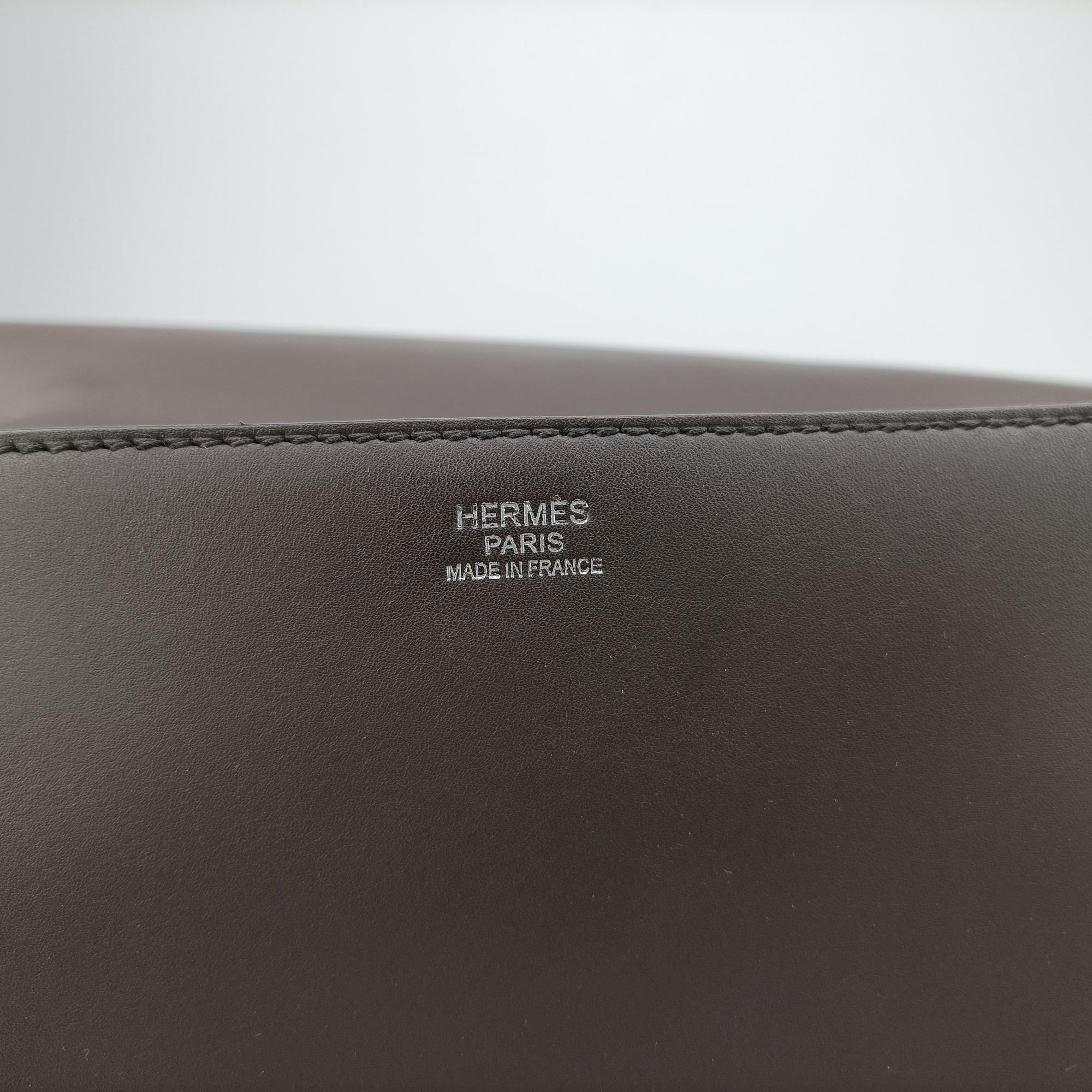Pre-owned Hermes Etriviere II Meeting 38 Briefcase Ebene Sombrero Leather  handbag | stylenewstar