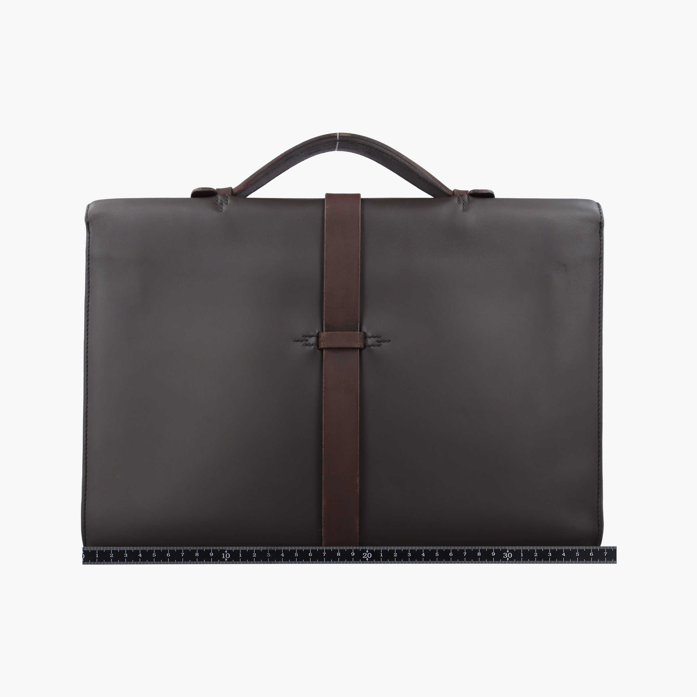 Pre-owned Hermes Etriviere II Meeting 38 Briefcase Ebene Sombrero Leather  handbag | stylenewstar
