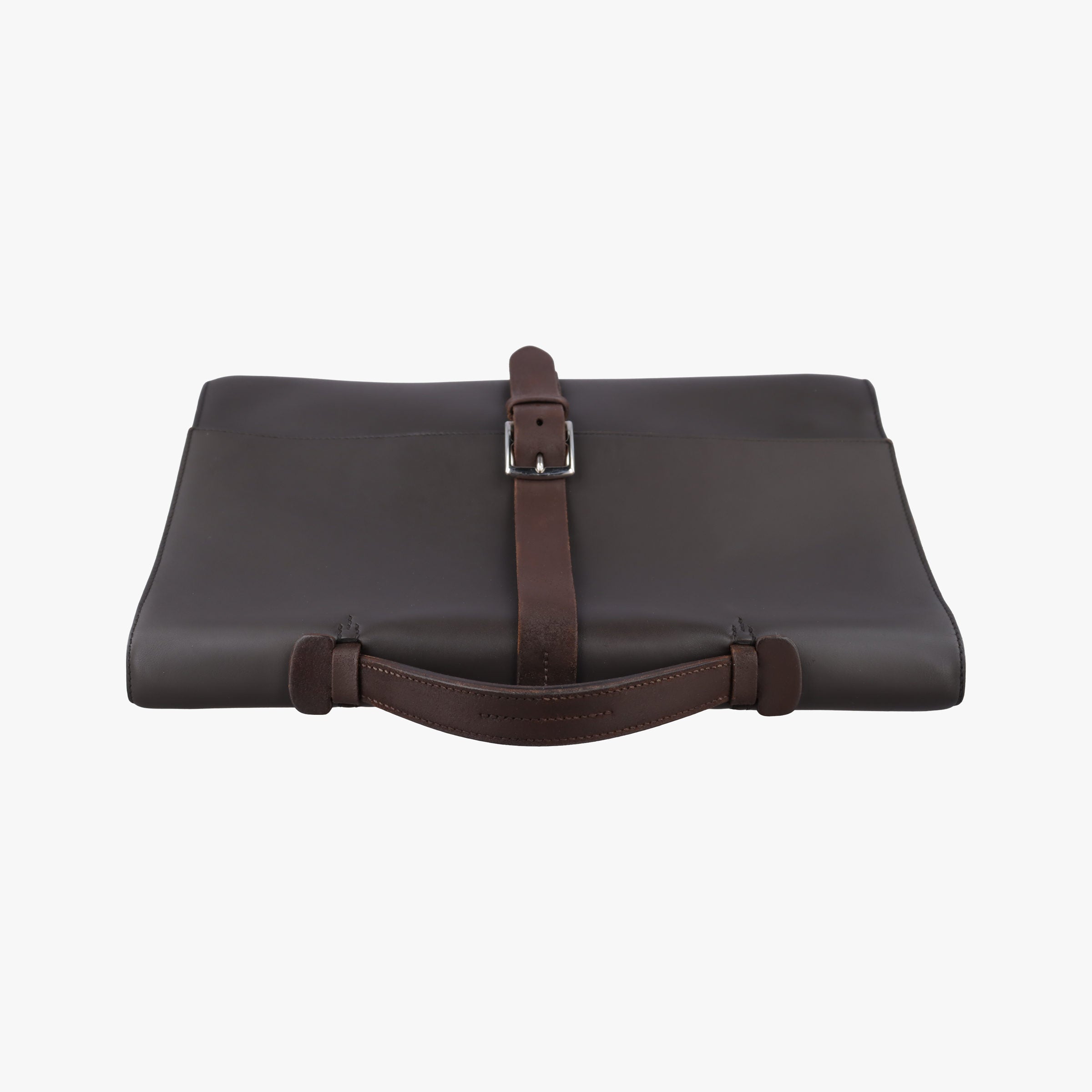 Pre-owned Hermes Etriviere II Meeting 38 Briefcase Ebene Sombrero Leather  handbag | stylenewstar