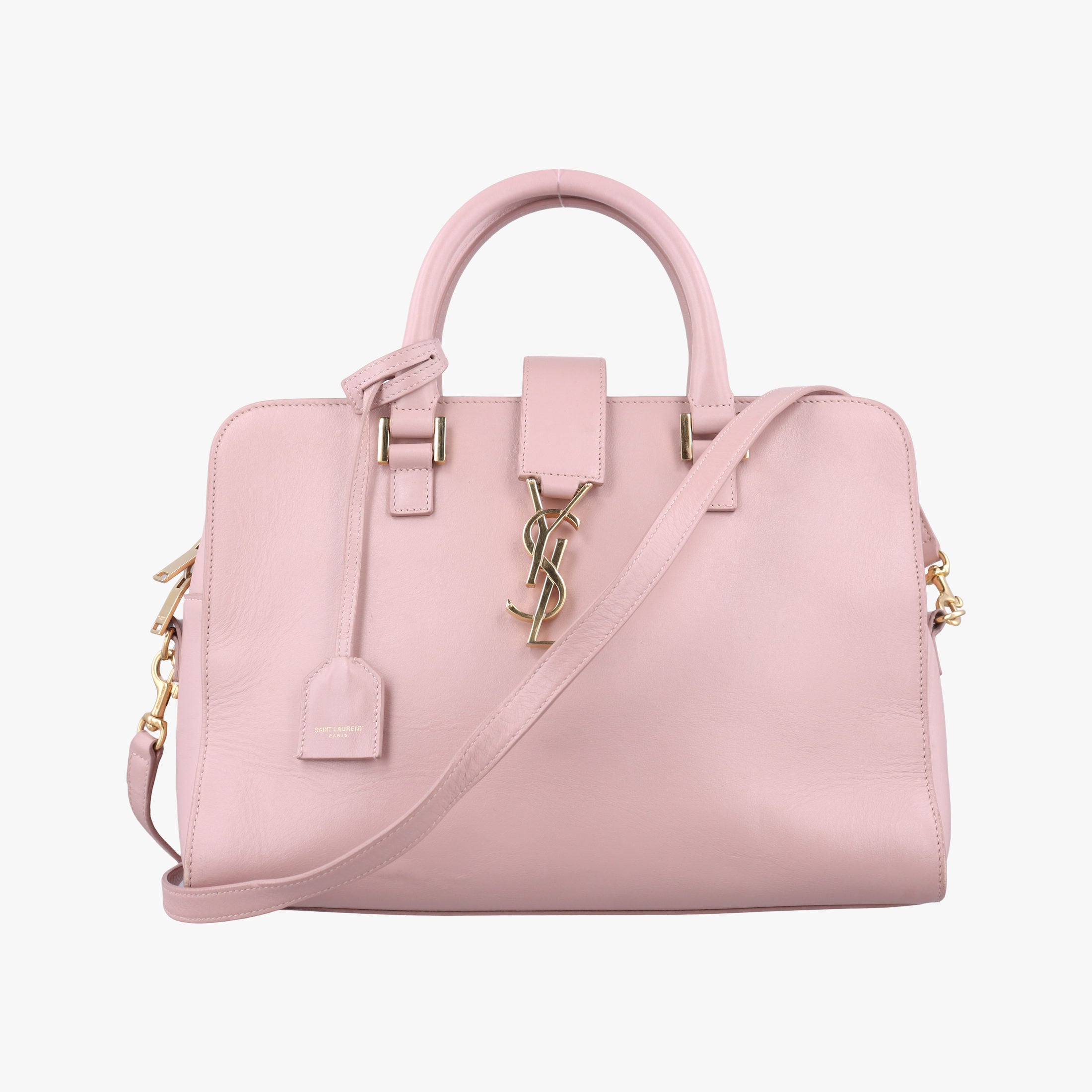 Pre-owned Yves Saint Laurent baby cabas Pink Leather 472469 shoulderbag | stylenewstar