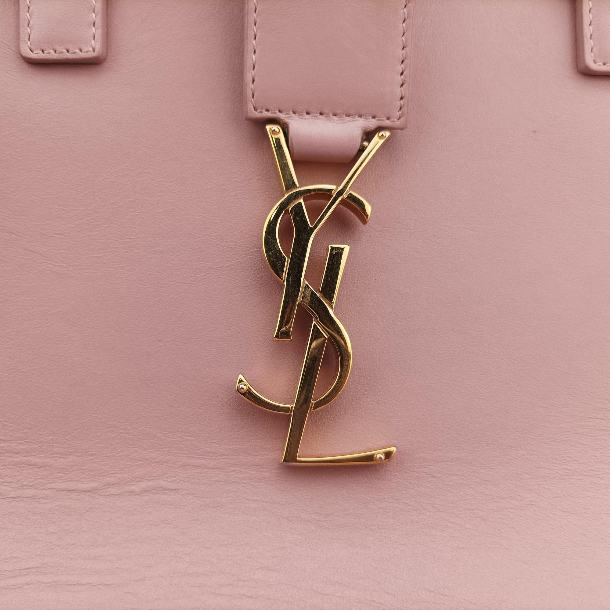 Pre-owned Yves Saint Laurent baby cabas Pink Leather 472469 shoulderbag | stylenewstar