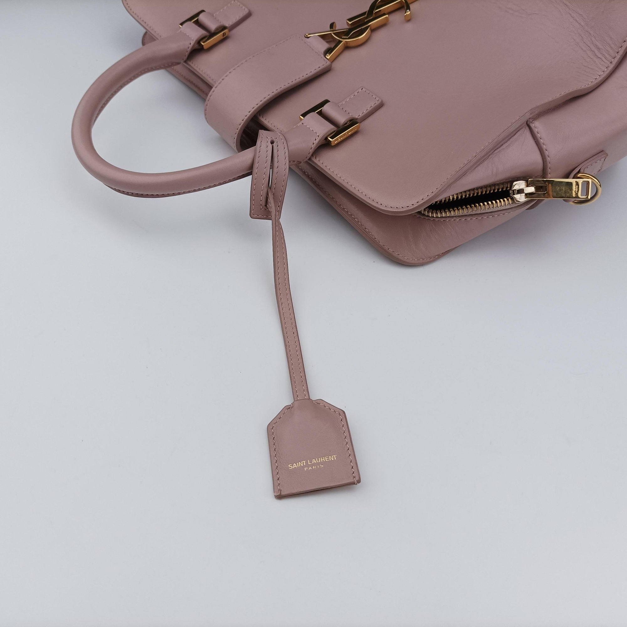 Pre-owned Yves Saint Laurent baby cabas Pink Leather 472469 shoulderbag | stylenewstar
