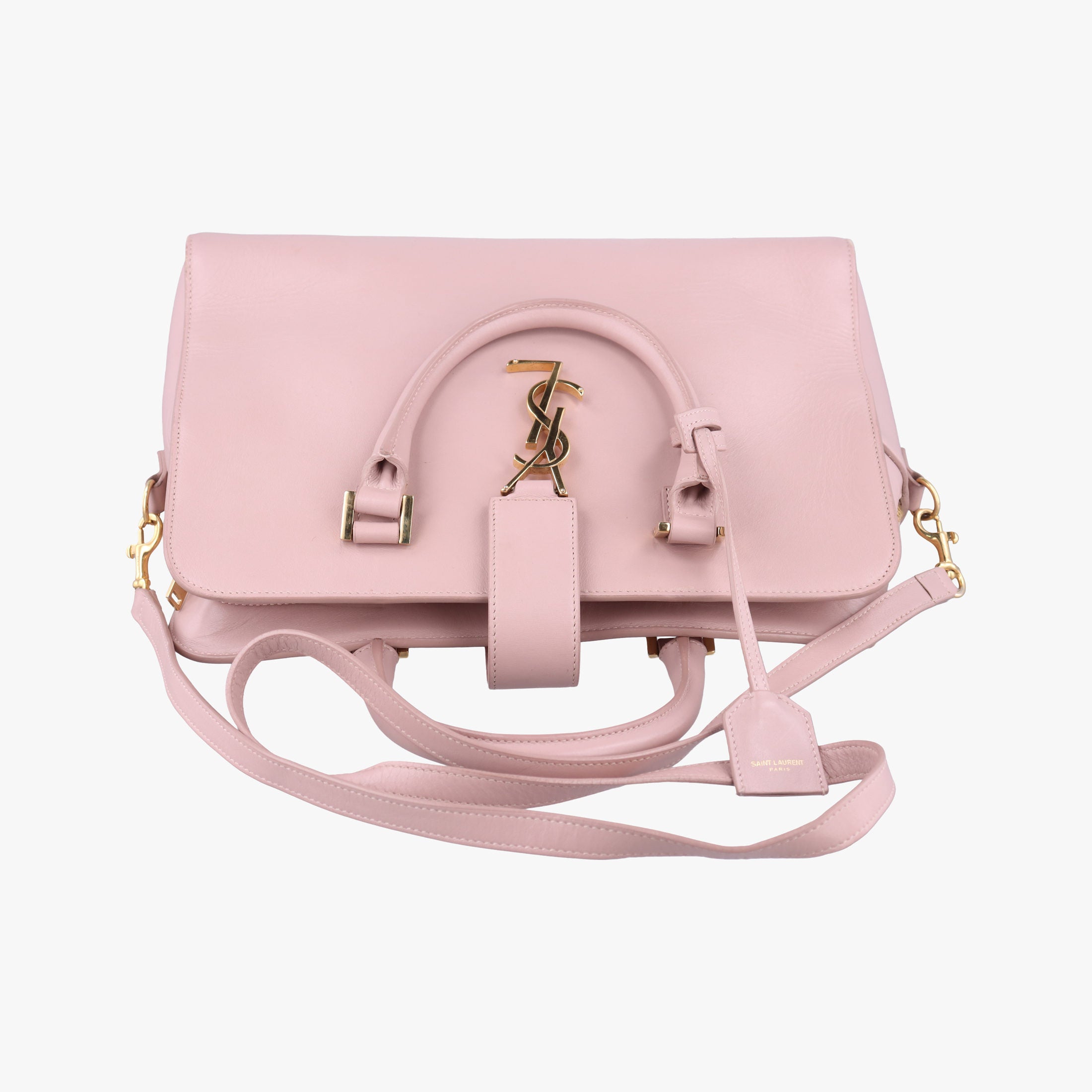 Pre-owned Yves Saint Laurent baby cabas Pink Leather 472469 shoulderbag | stylenewstar